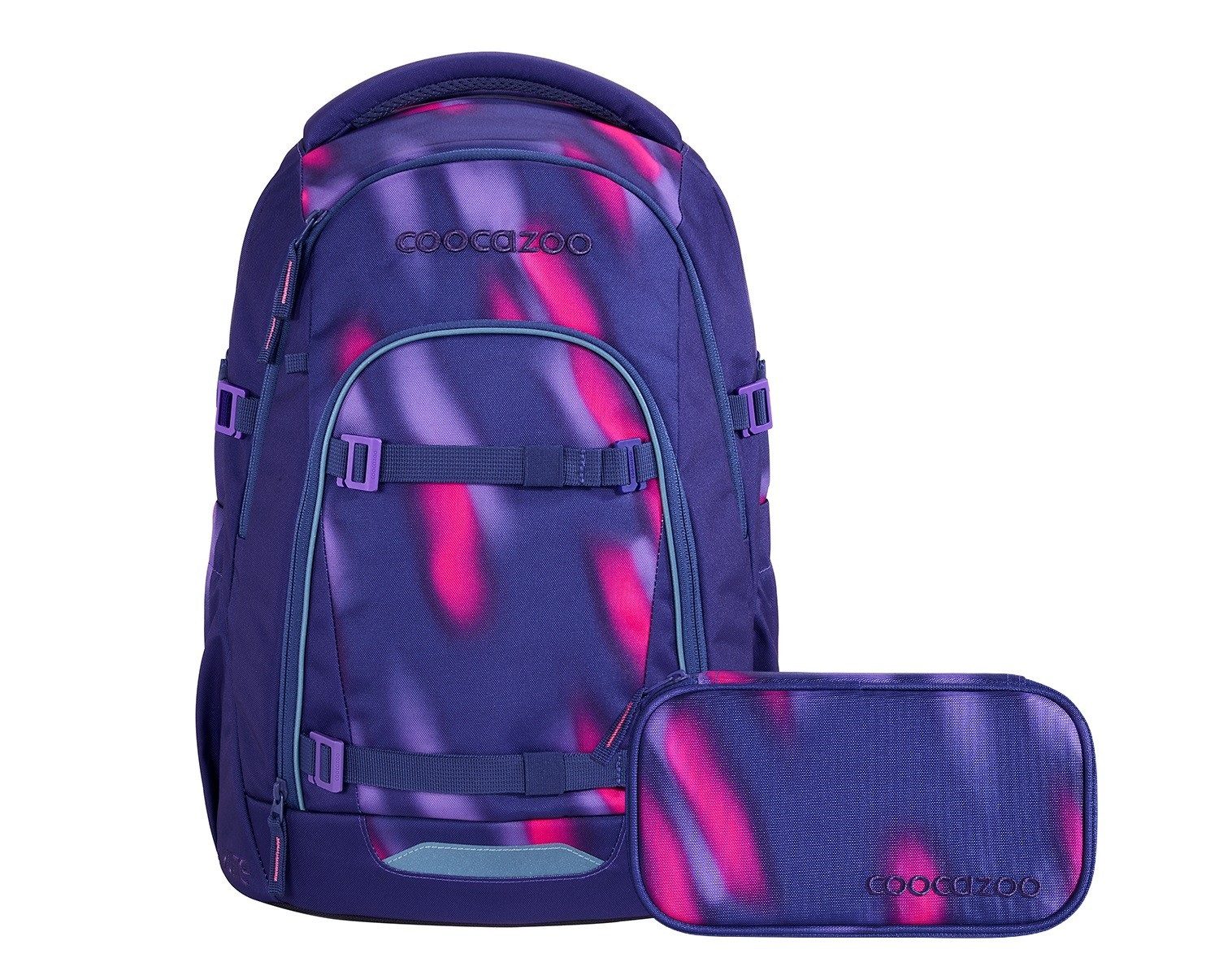 coocazoo Schulranzen Schulrucksack-Set MATE Aurora Glow 2-teilig (2-teilig), ergonomisch, Körpergröße: 135 - 180 cm, Easy-Grow-System