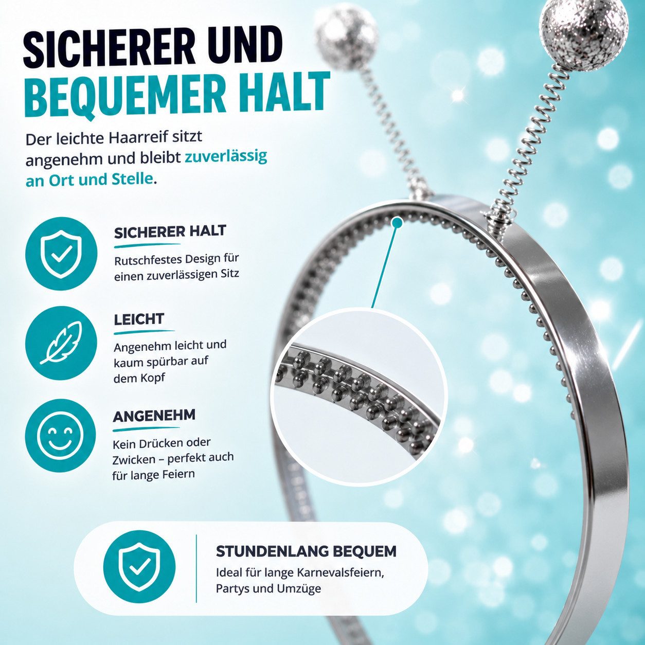Kostümheld® Kostüm 1x Haarreif Schmetterling - Bommel - Fasching Karneval Kostüm, Wacklig