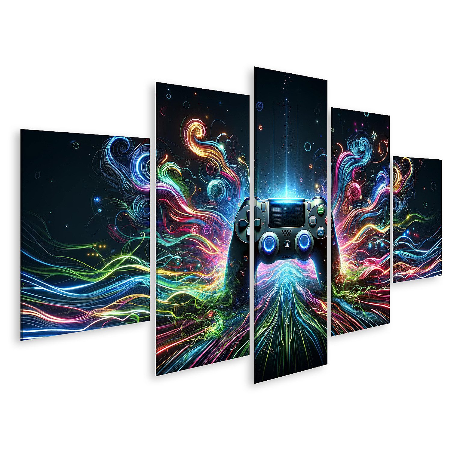 islandburner Leinwandbild Zentraler Gaming-Controller leuchtend Bilder günstig online kaufen