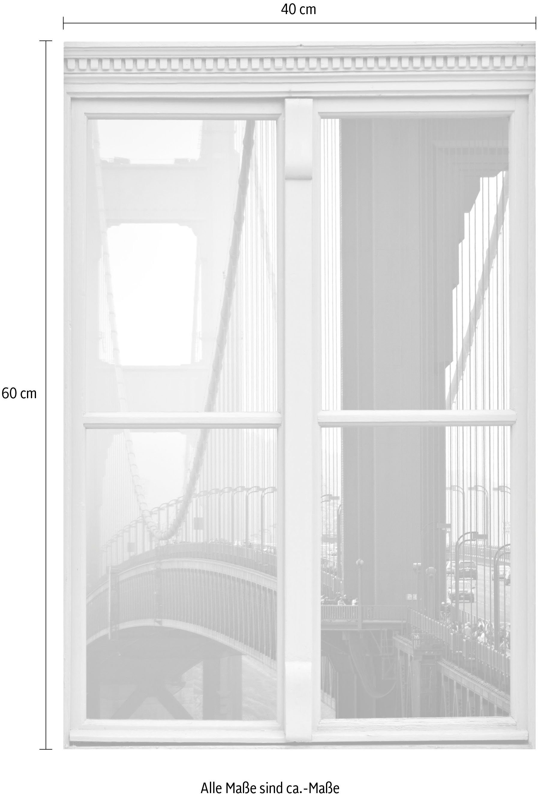 queence Wandsticker Brücke, Wandsticker, Wandbild, selbstklebend, 3D, Fenster