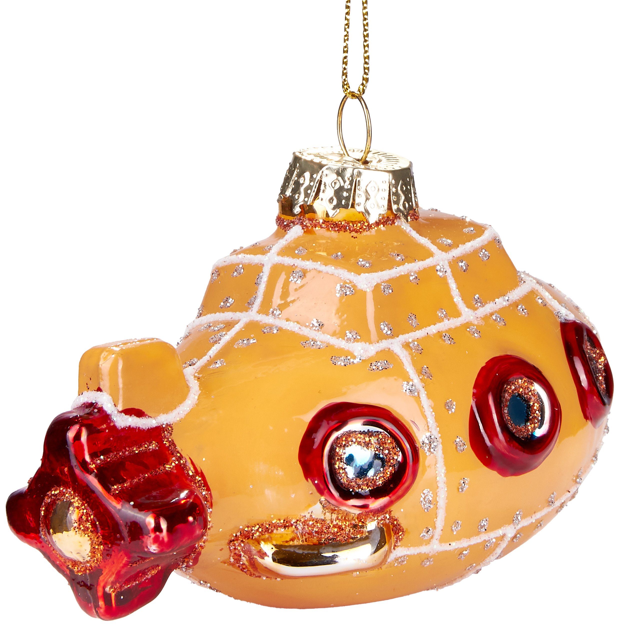 Baumkugel Glas, handbemalt, Rot, Mundgeblasene lustige cm - U-Boot BRUBAKER Weihnachtsdekoration Christbaumschmuck Gelb Weihnachtskugel 10.5 aus maritime