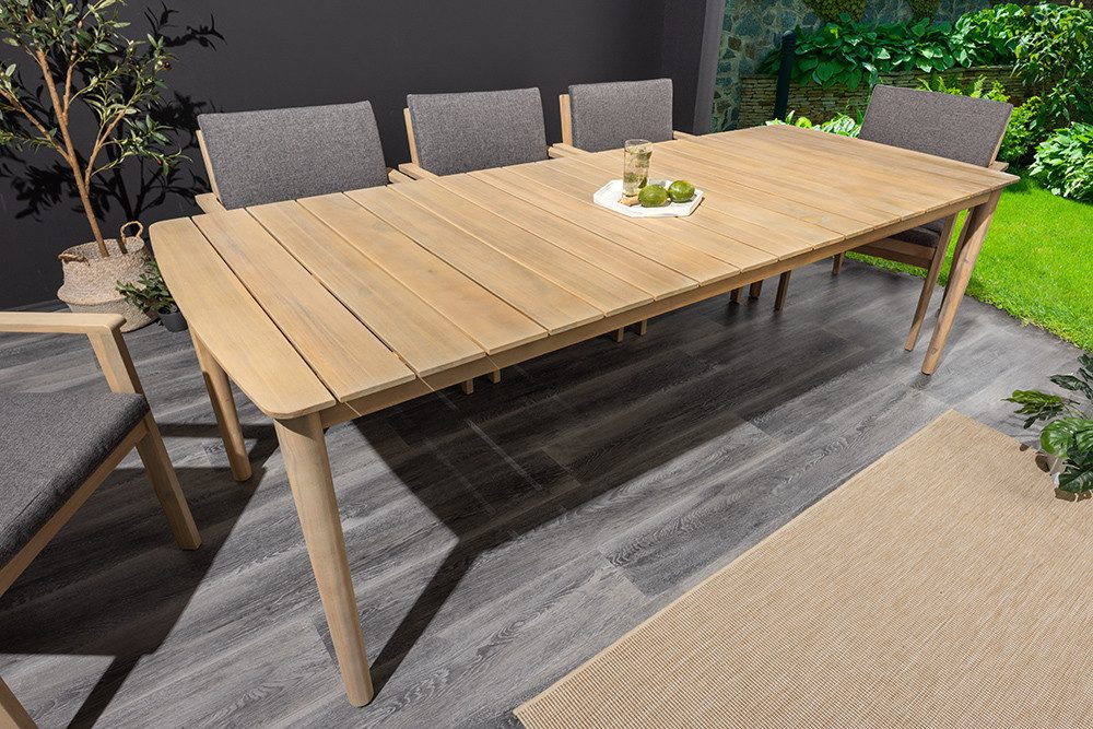 riess-ambiente Gartentisch KOPENHAGEN 220cm natur – Massivholz, wetterfest, Bootsform (Einzelartikel, 1-St), massiver Tisch aus Holz in Bootsform – ideal für den Außenbereich