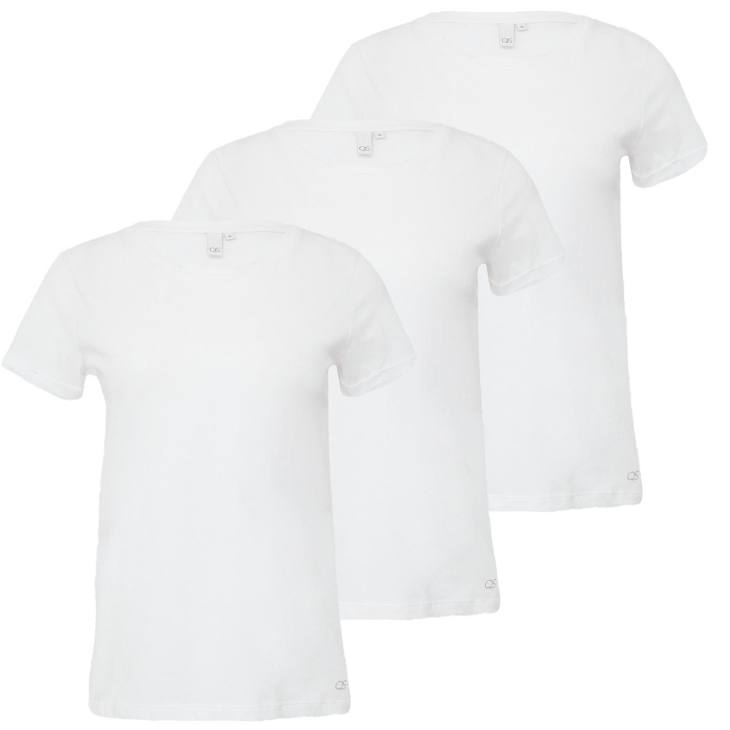 QS T-Shirt Basic kurzarm, Rundhals, modernes Design, im 3er Pack