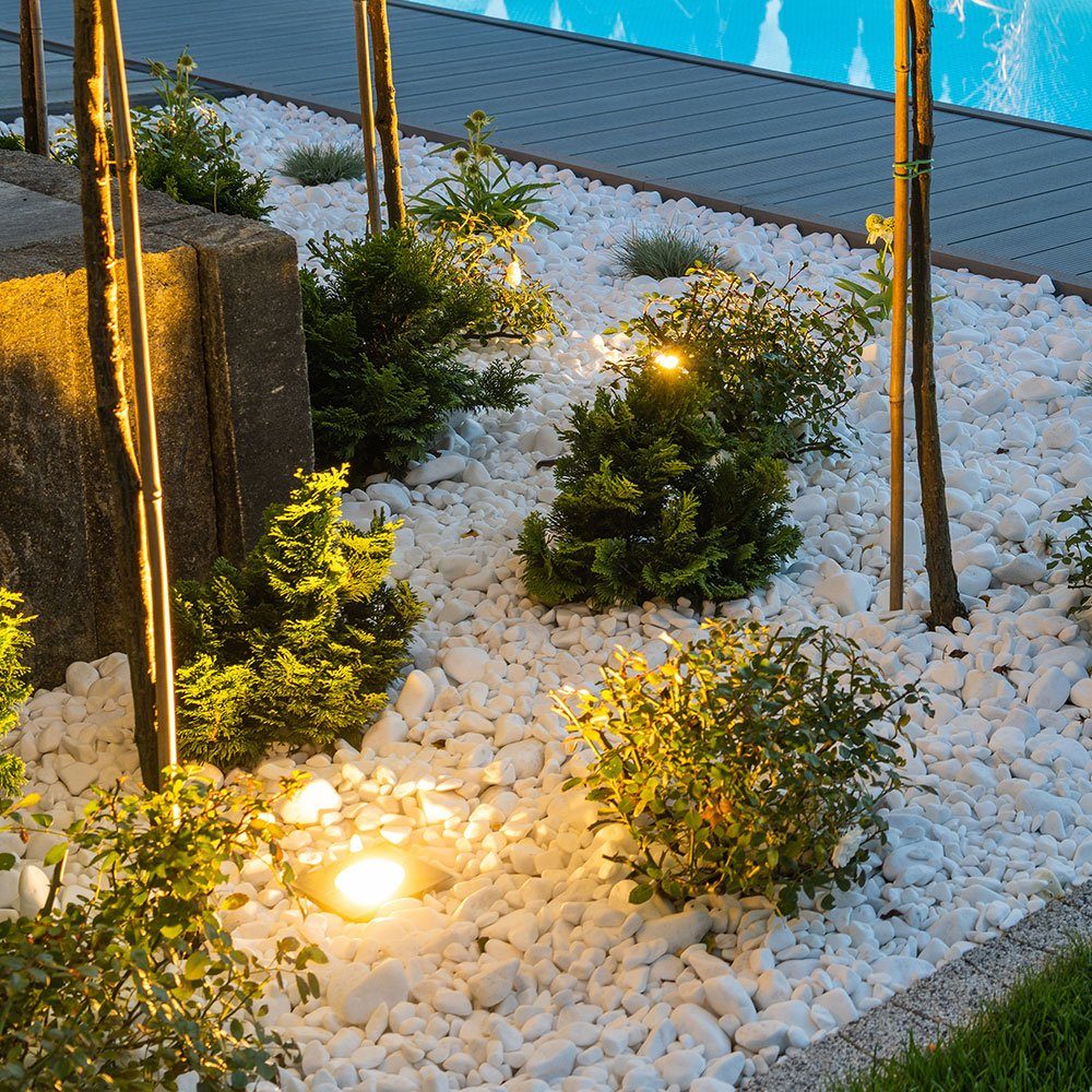 etc-shop LED inklusive, Strahler Leuchtmittel Boden Garten Lampe im Edelstahl Leuchte Glas Design Warmweiß, Einbaustrahler, Balkon
