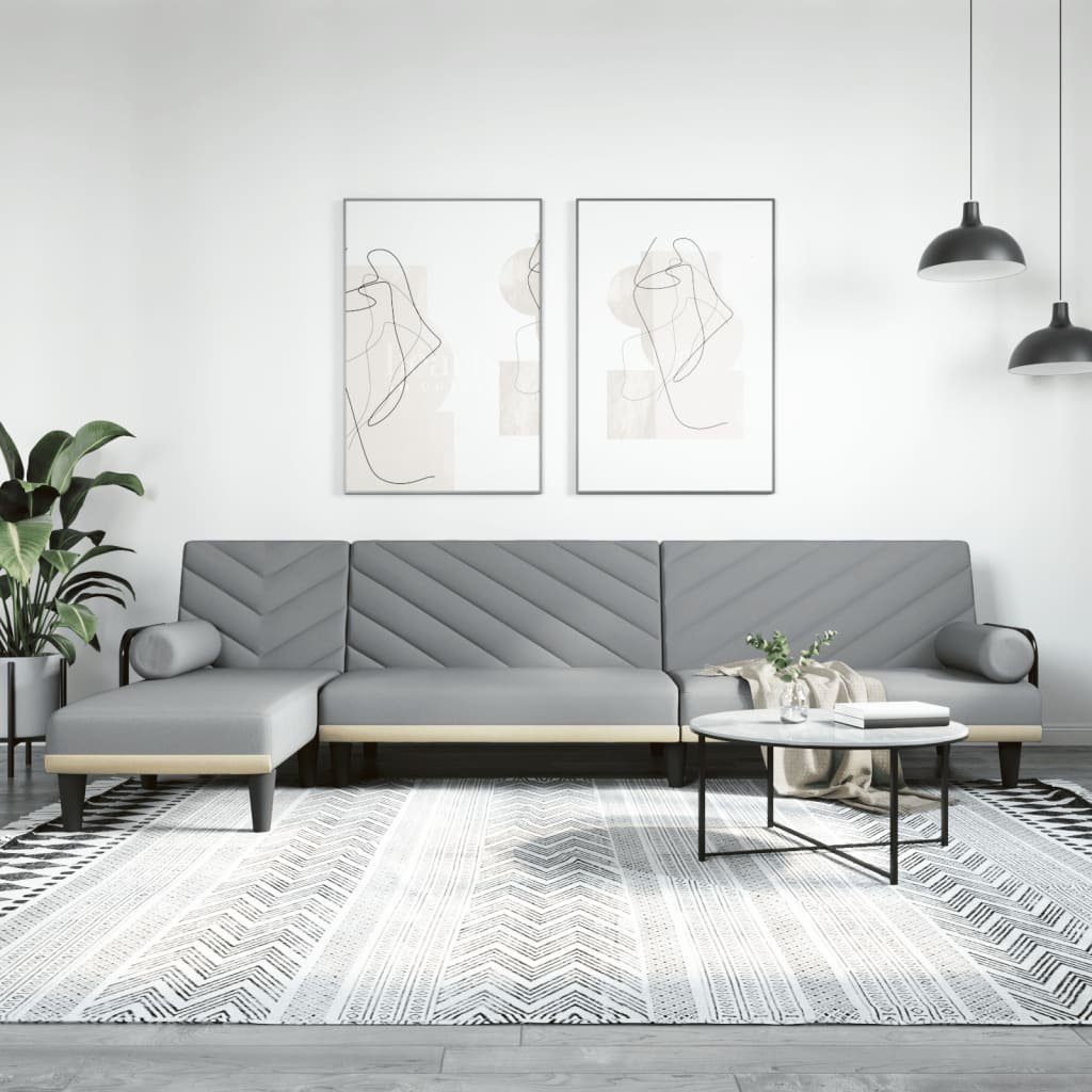 vidaXL Sofa Schlafsofa in L-Form Hellgrau 260x140x70 cm Stoff