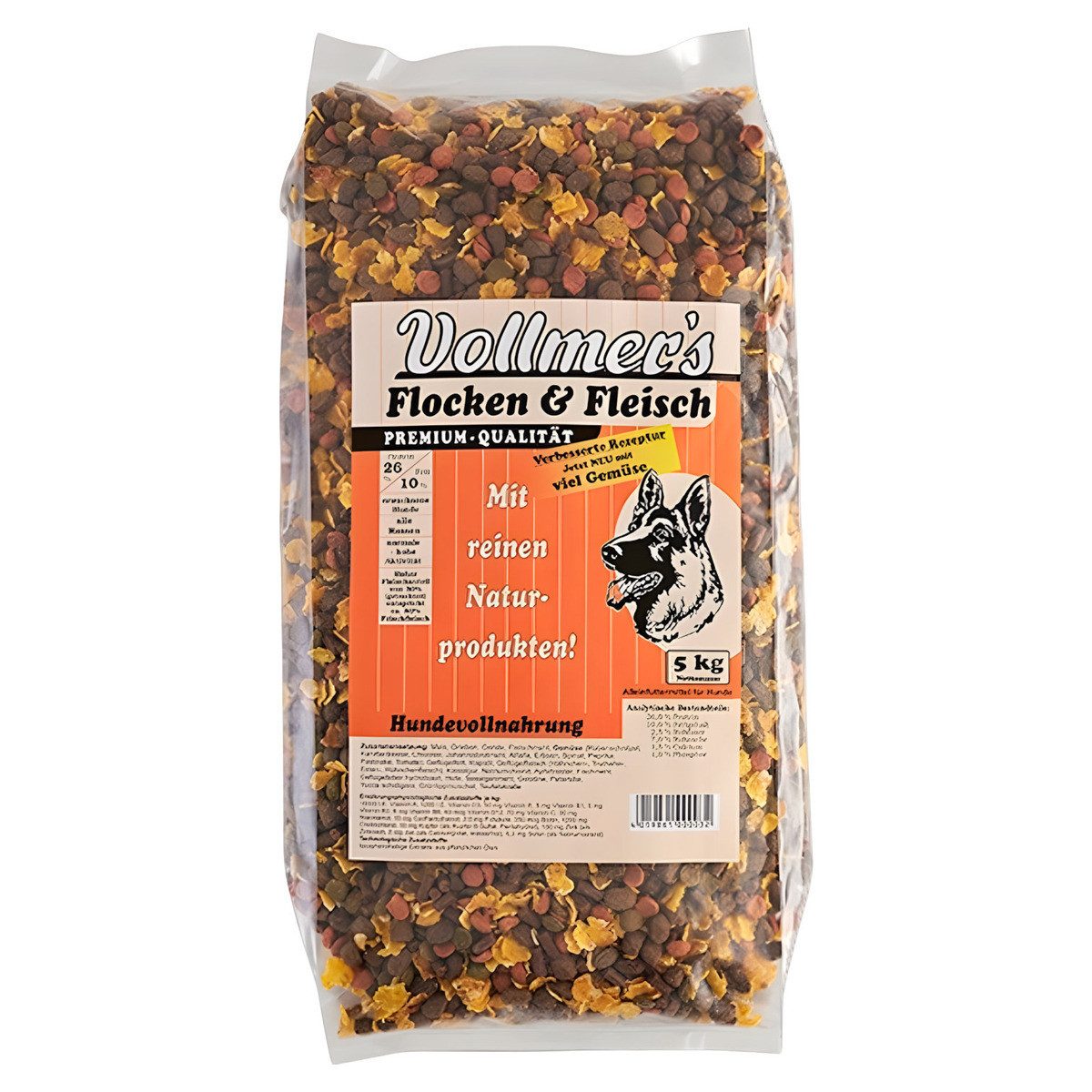 Vollmer's Flocken & Fleisch 5 kg, Trockenfutter für: Hund