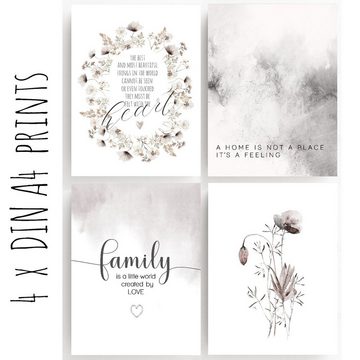 homestyle-accessoires Poster Bilder SET HOME IS A FEELING - FAMILY CREATED BY LOVE A3/A4/A5, (10 St), Ohne Bilderrahmen