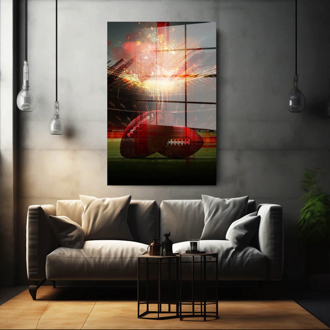 Artedinoi Acrylglasbild American Football Stadion Acrylglas Wandbild Bild Wanddeko Wohnzimmer
