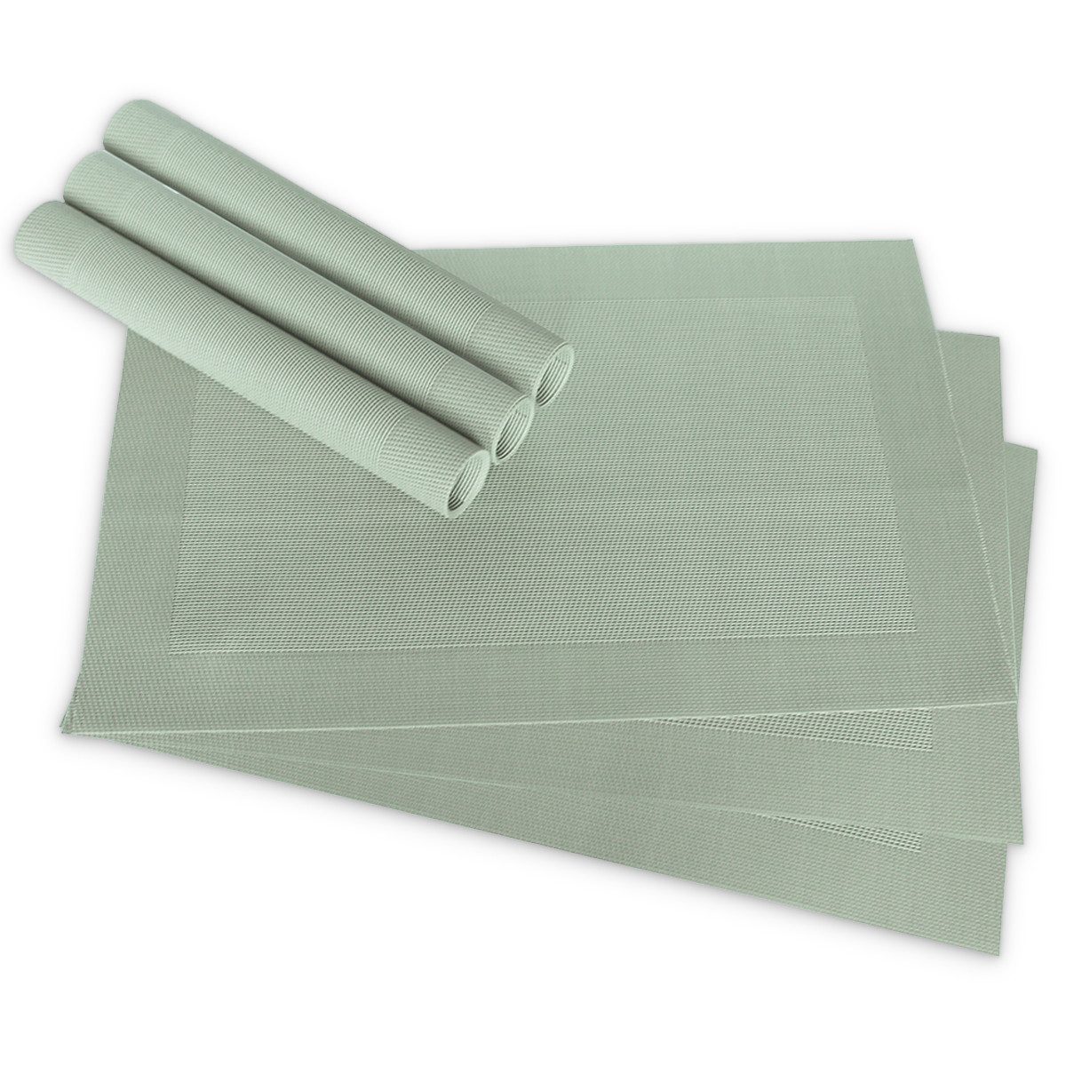 matches21 HOME & HOBBY Platzset Tischsets BORDA 6er Set Pastell-grün als Tischuntersetzer, (6-St), Abwaschbare Platzsets als Tischunterlagen für Ess-Tisch Tisch-Deko