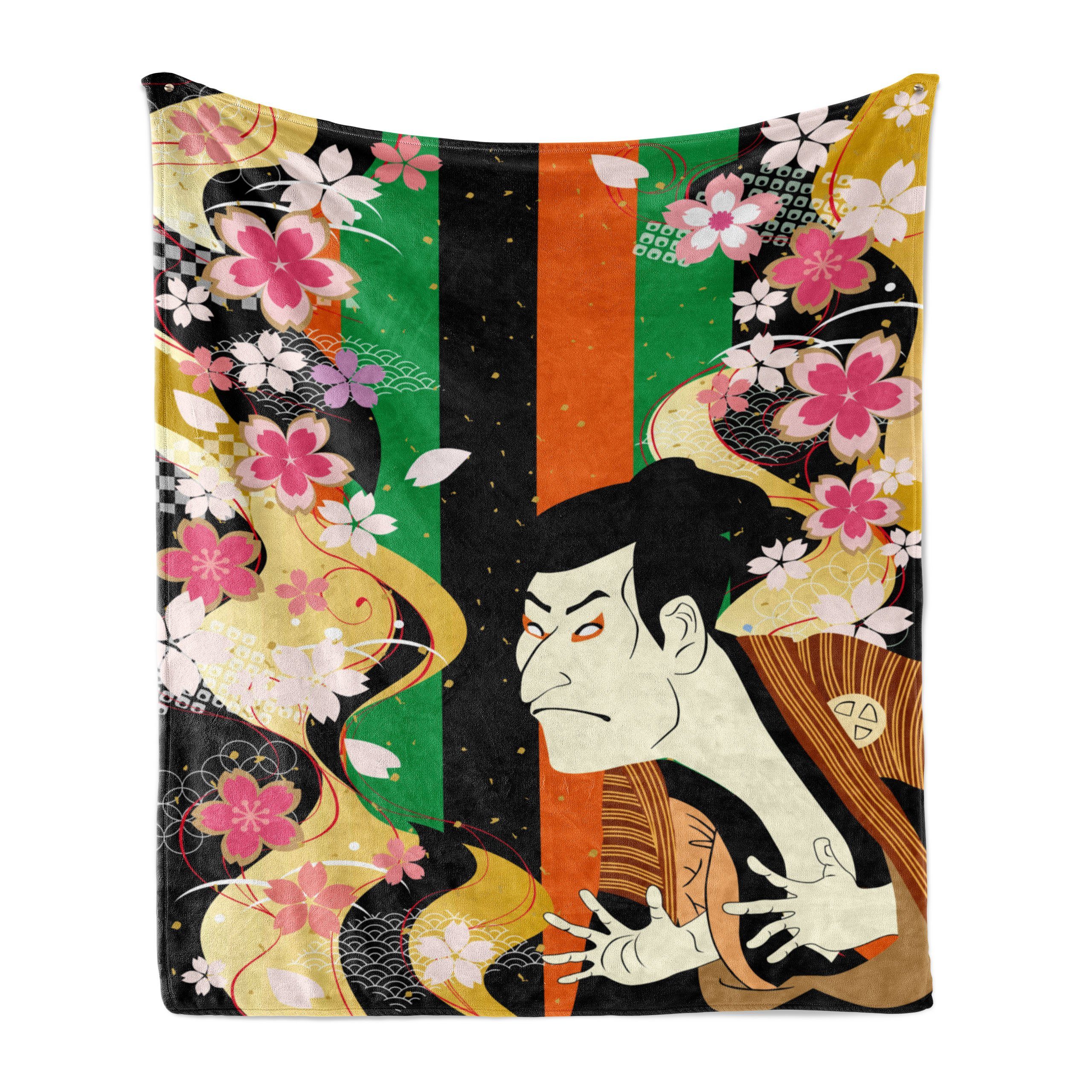 Wohndecke Gemütlicher Plüsch den für Kabuki-Maske Schauspieler und Außenbereich, Abakuhaus, Innen- Sakura-Blüten