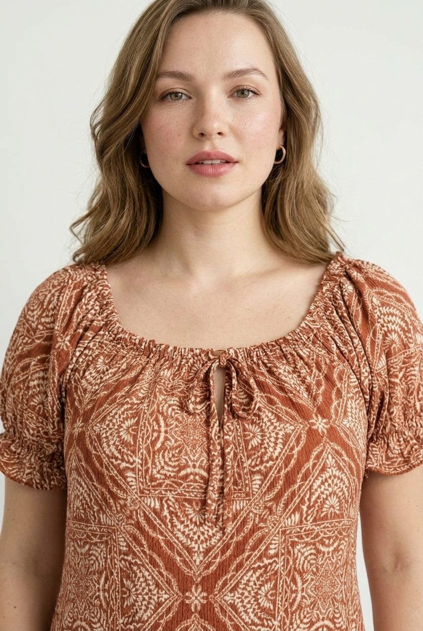 Stil Diva Midikleid Plus-Size Rüschensleeve Quadratkleid