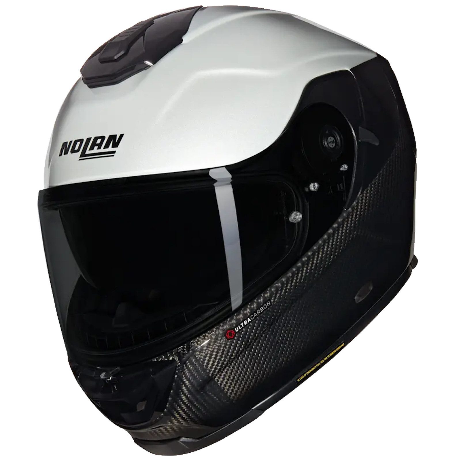 Motorradhelm Nolan X-903 Ultra Carbon Verniciatura Speciale N-Com Schwarz/Weiß