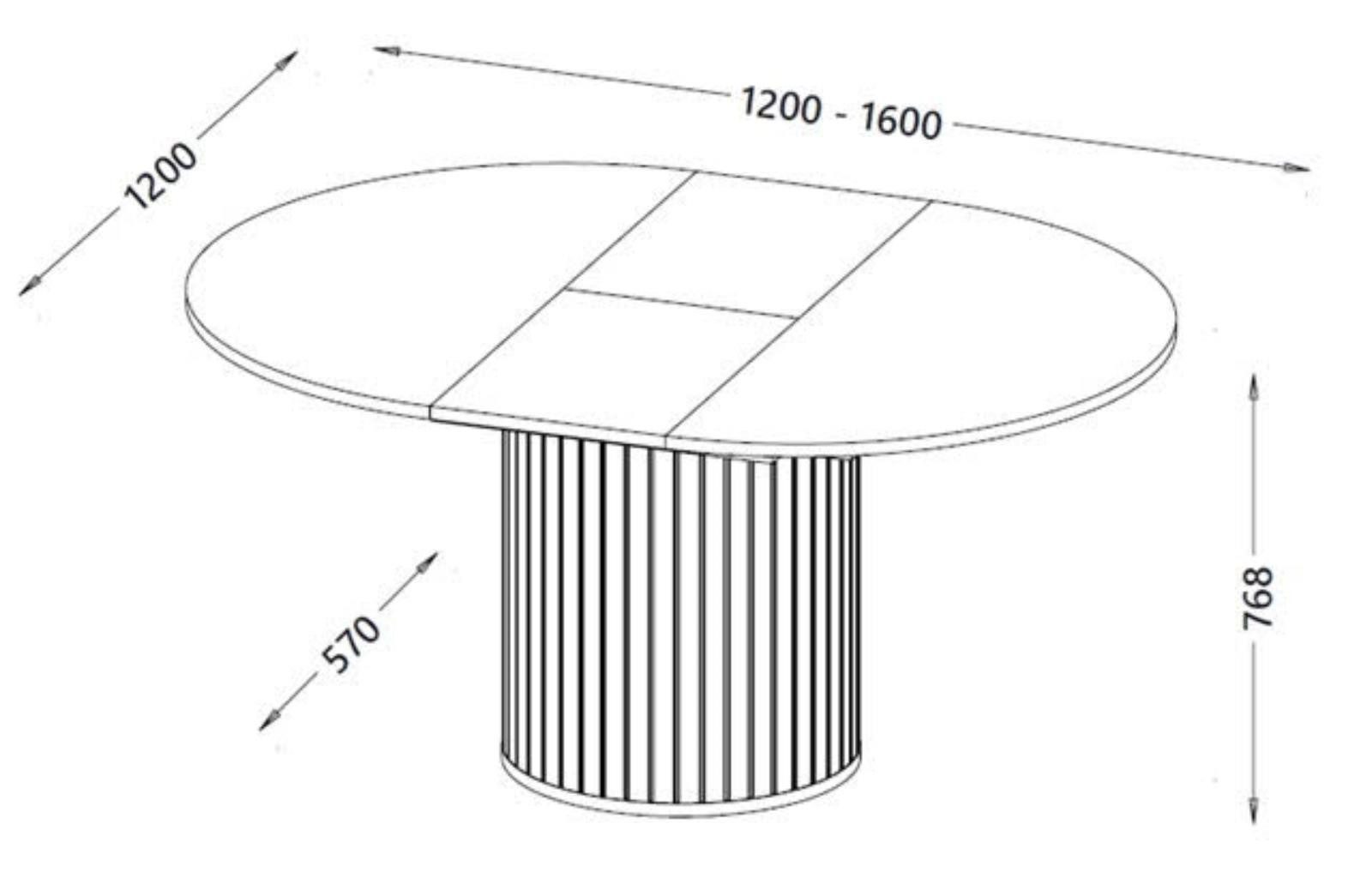 Compleo Esstisch MODERNO Ausziehtisch mit runder Platte und stabilem Säulengestell, 120–160 cm, Schwarz, 22-mm-Platte, pflegeleicht – Bild 5 von 5