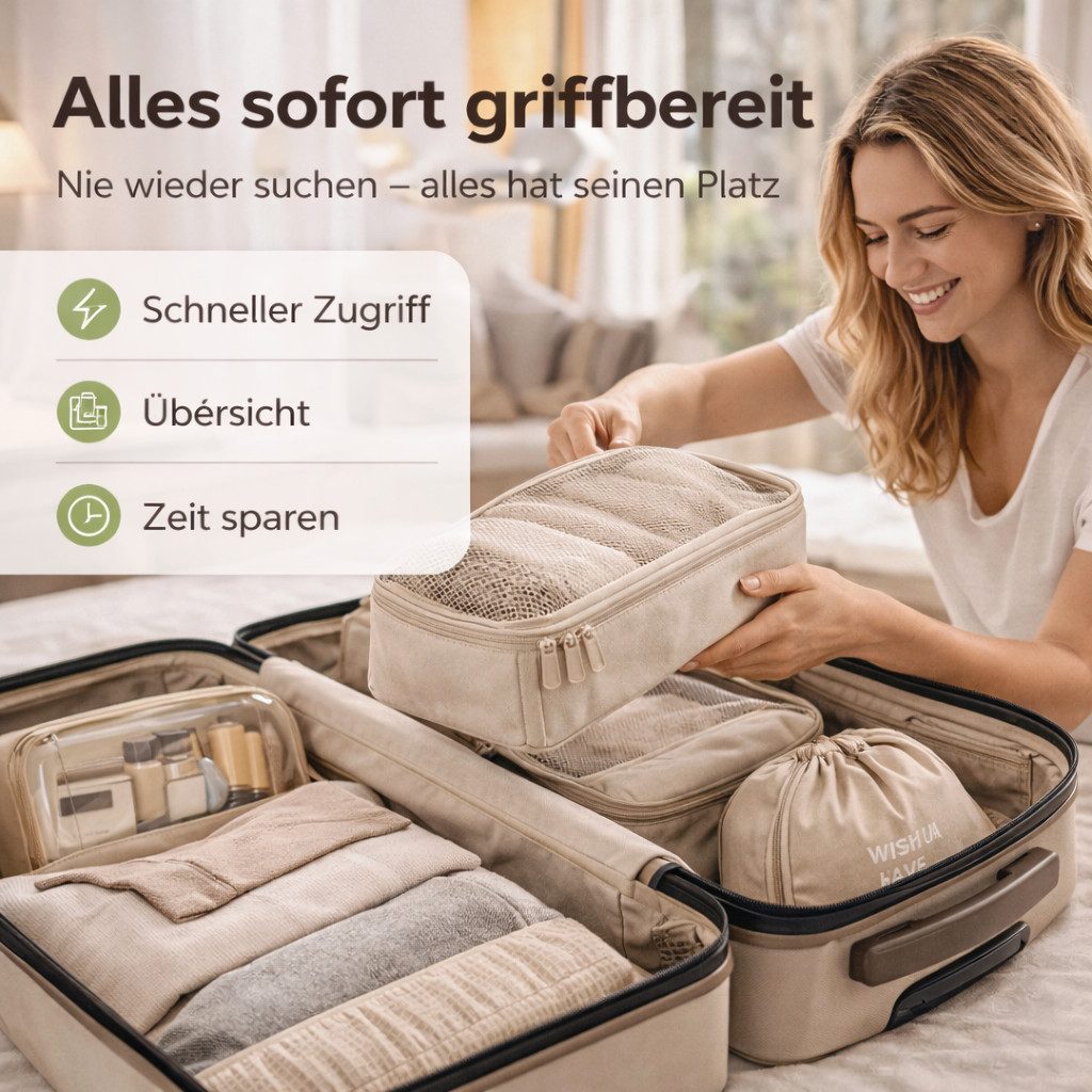 TK Gruppe Kofferorganizer Koffer Organizer 8er – Kofferorganizer Packtaschen Packwürfel Reisen (Set, 8er Set)