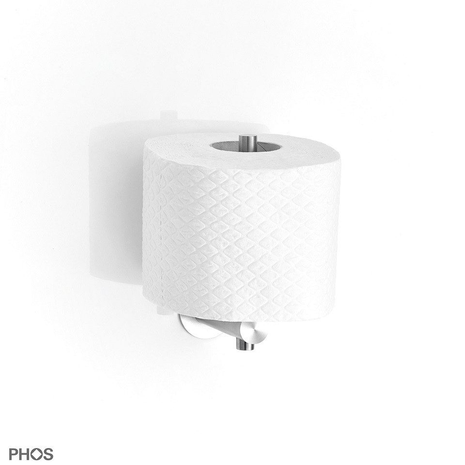 PHOS Design Toiletten-Ersatzrollenhalter, Klopapierhalter aus Edelstahl zur Reserve für eine Klopapierrolle (Modell: RTPH2-140), - 100% Made in Germany