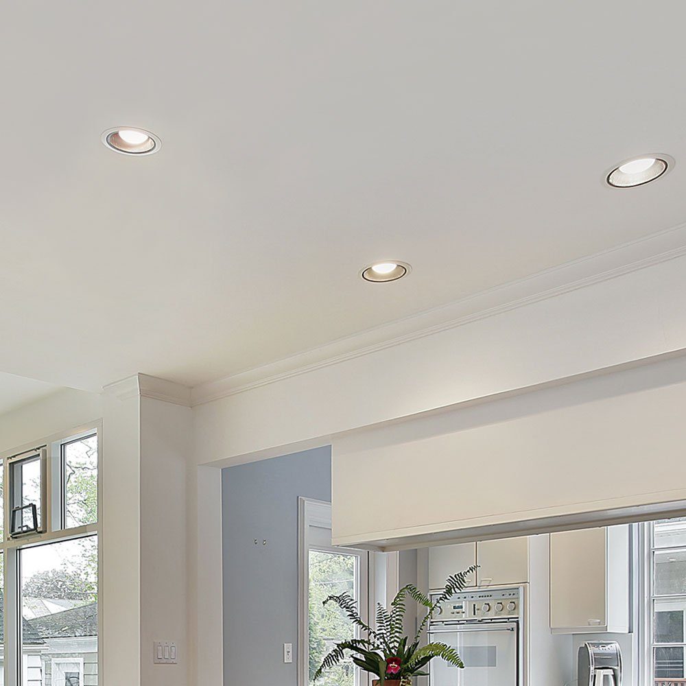 Einbaustrahler, LED Wohn Decken Spot Warmweiß, LED weiß rund Zimmer etc-shop Set Lampen Leuchten inklusive, Einbau 3er Leuchtmittel
