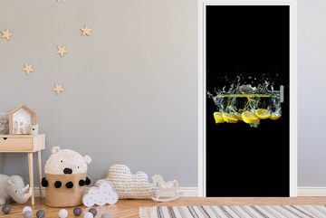 MuchoWow Türtapete Zitrone - Frucht - Gelb - Stilleben - Wasser, Matt, bedruckt, (1 St), Fototapete für Tür, Türaufkleber, 75x205 cm
