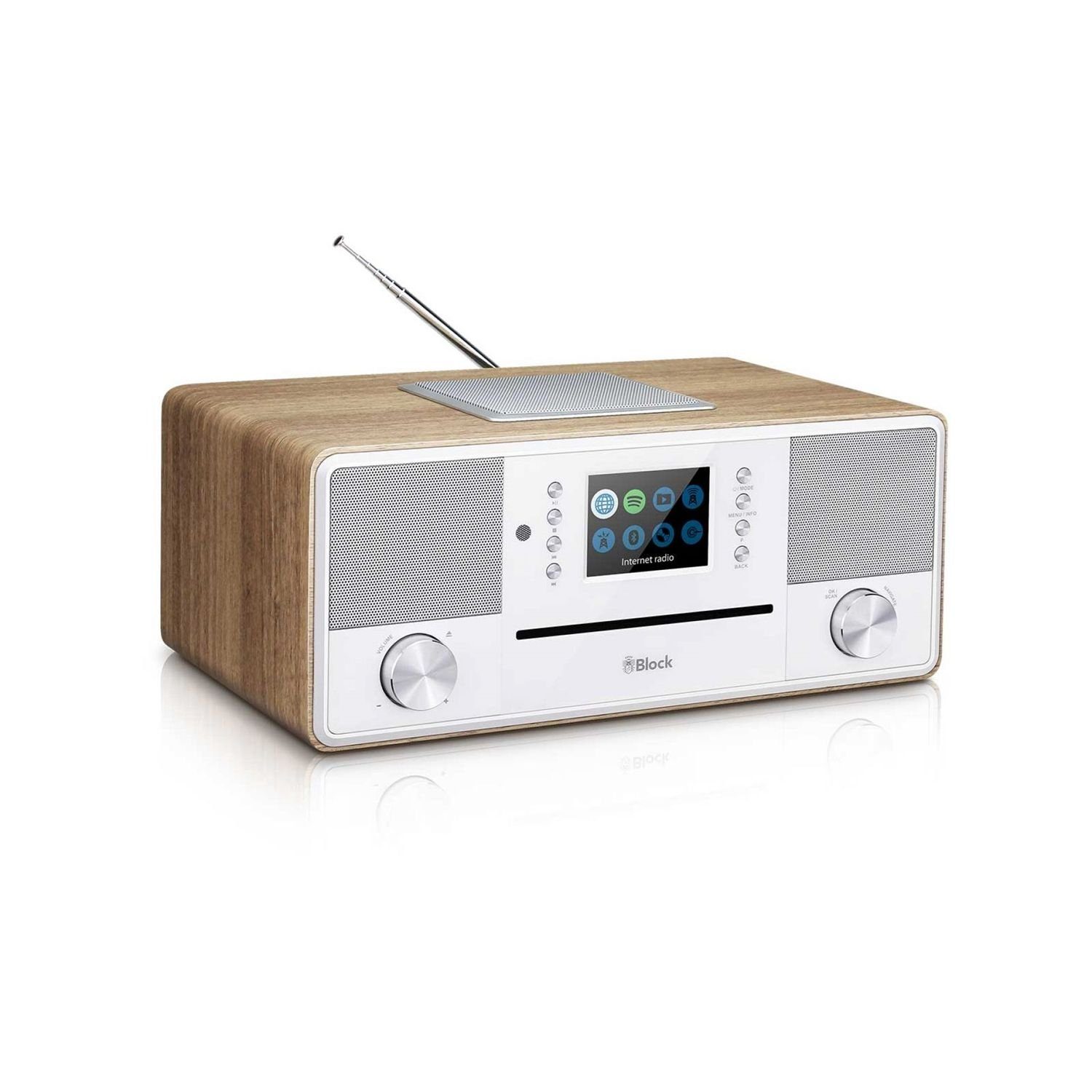 Block SR-50 Smartradio Spotify UKW/DAB+/Internetradio USB (DAB) walnuss/silber Bluetooth CD Digitalradio