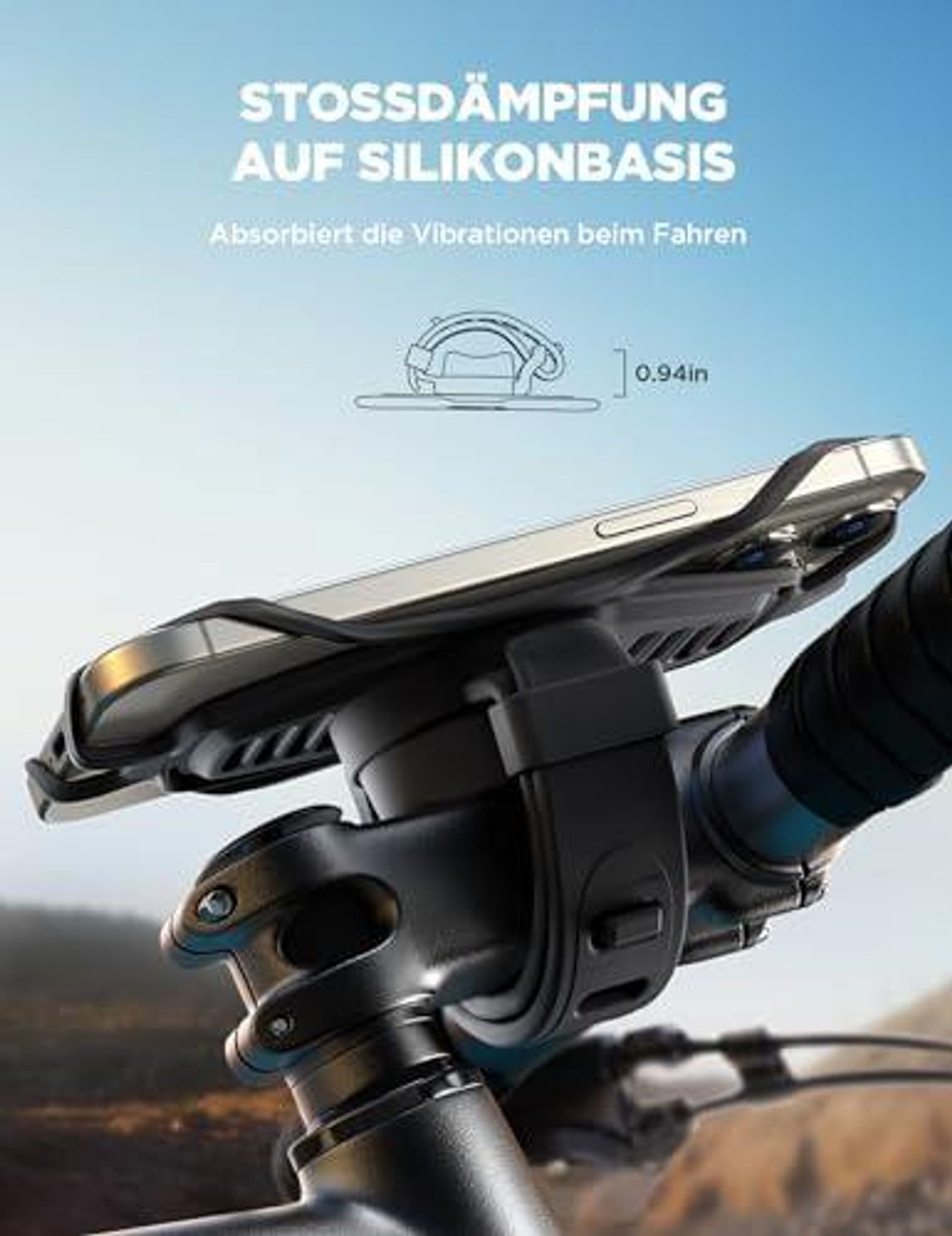 FELIXLEO Handy-Halterung Handyhalterung Fahrrad Motorrad 360° Silikon E Scooter 4 7 Zoll, (1-tlg)