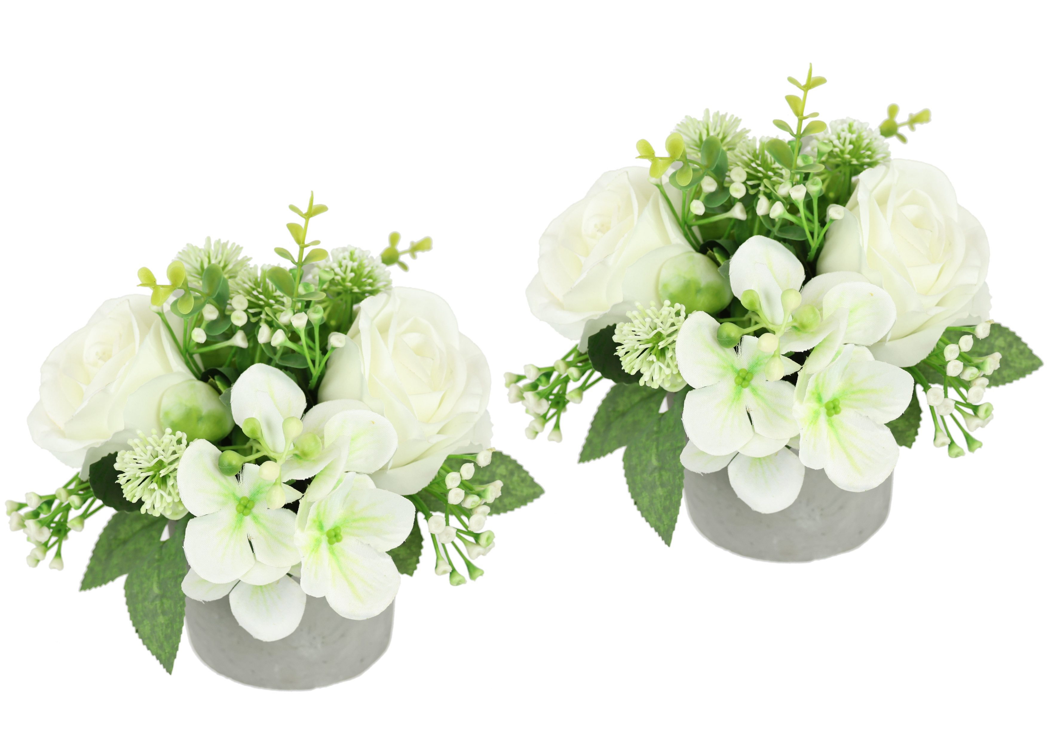 Kunstblume Blumengesteck im Topf 2er Set
