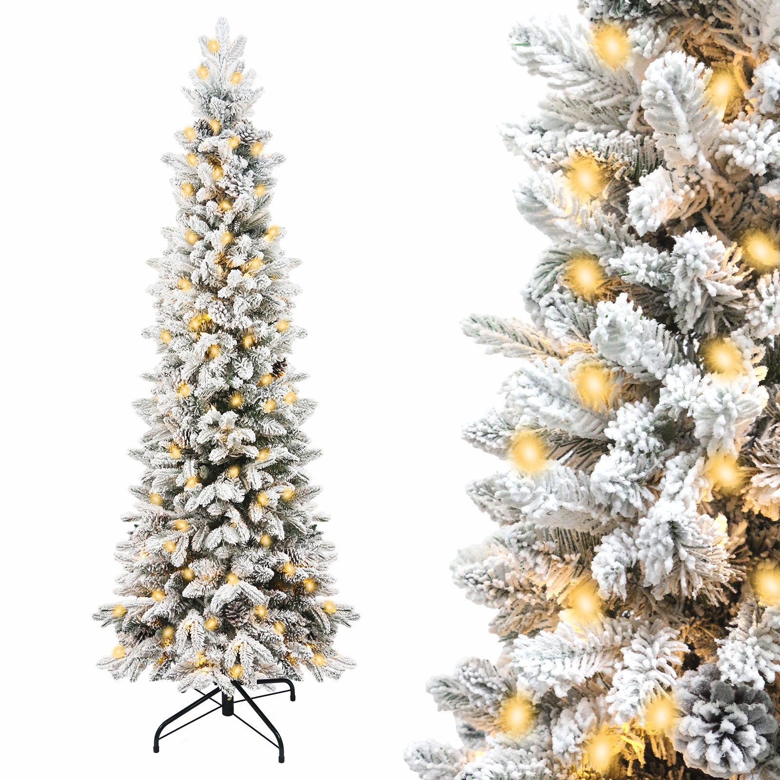 Künstlicher Weihnachtsbaum mit schnee 180 / 210 cm,766/1042 Spitzen,180/210 LEDs