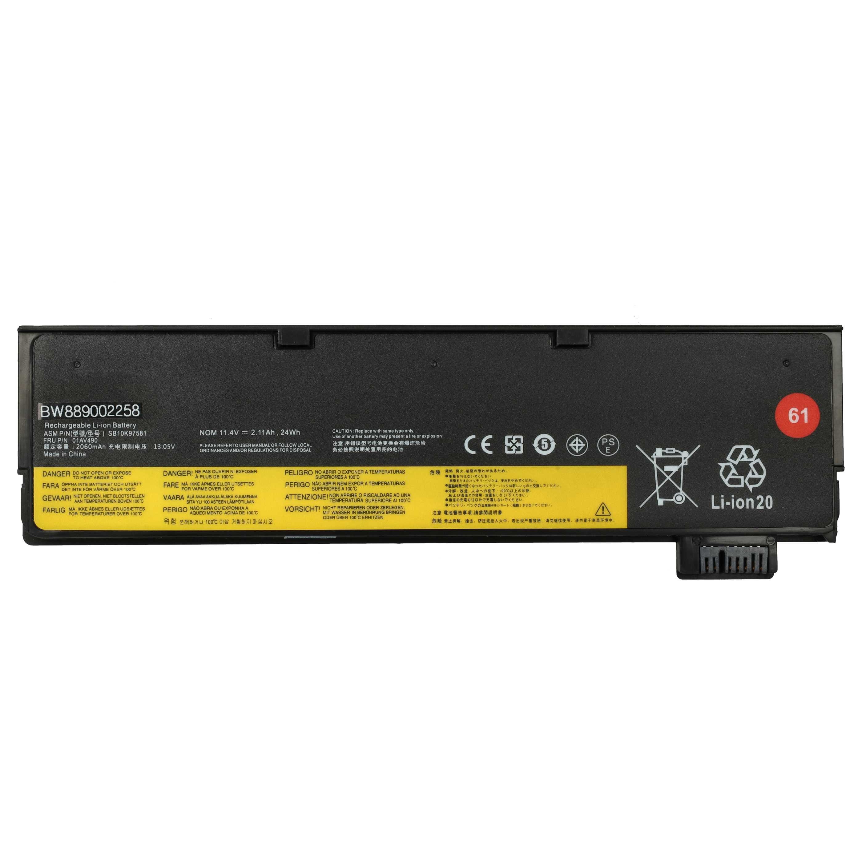 vhbw Akku Ersatz für Lenovo 01AV425, 01AV426, 01AV422, 01AV452, 01AV427, Laptop-Akku Akku Li-Polymer 2060 mAh (11,4 V, 1 St), Leistungsfähiger Austausch-Akku für Notebook, Wiederaufladbar, Jede