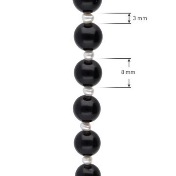 trendor Perlenkette Perlenkette für Männer mit Onyx- und Süßwasserperlen 50 cm