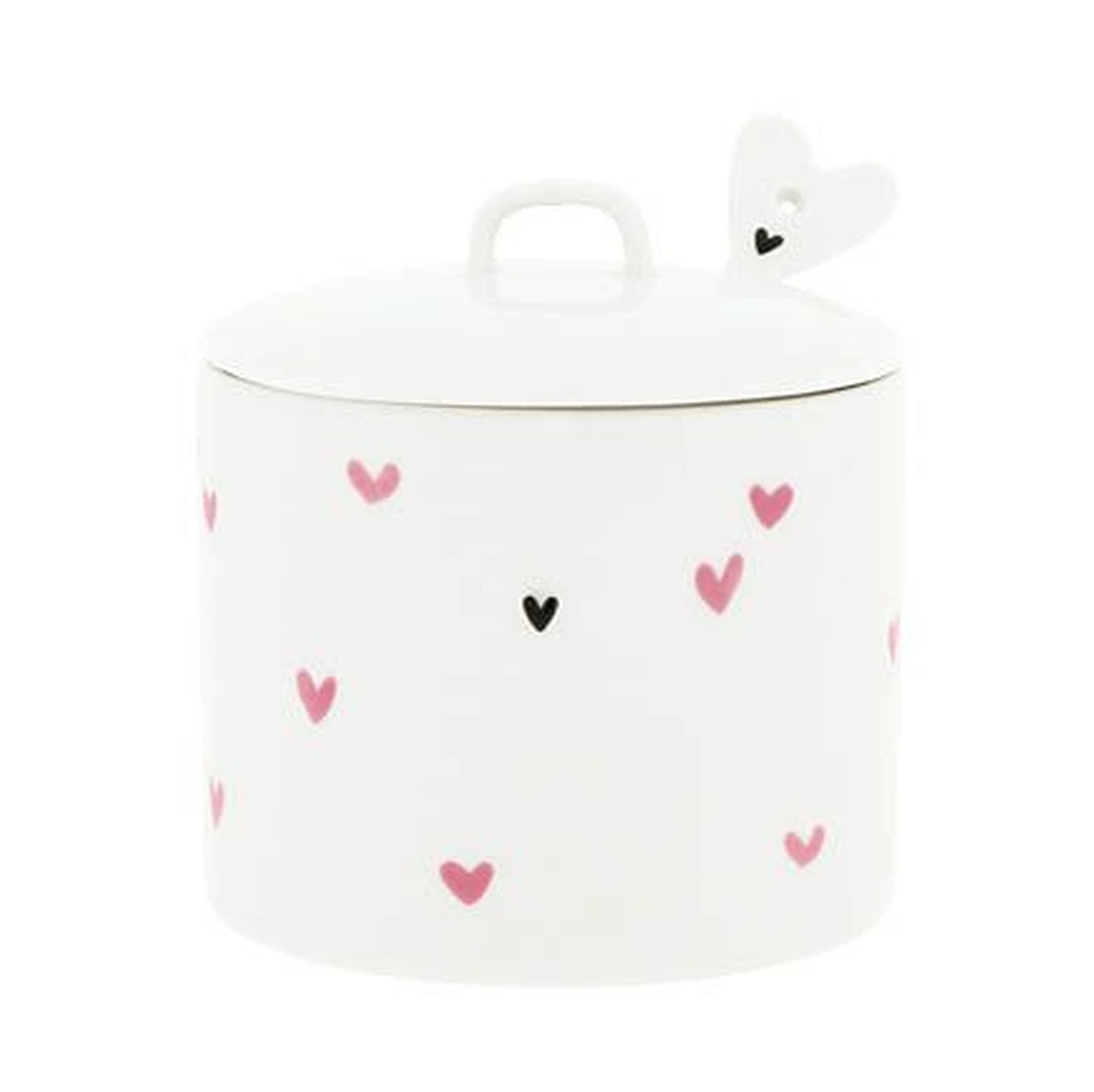 Bastion Collections Zuckerdose Bastion Collections - Zuckerdose mit Löffel Keramik Weiß Herzen