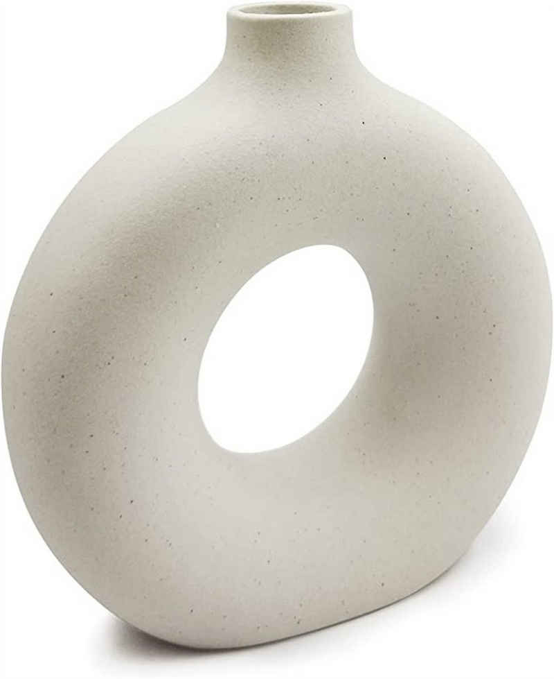 HAMÖWO Dekovase »Keramik vase beige deko Vase Abstraktion Blumenvase Dekoration«