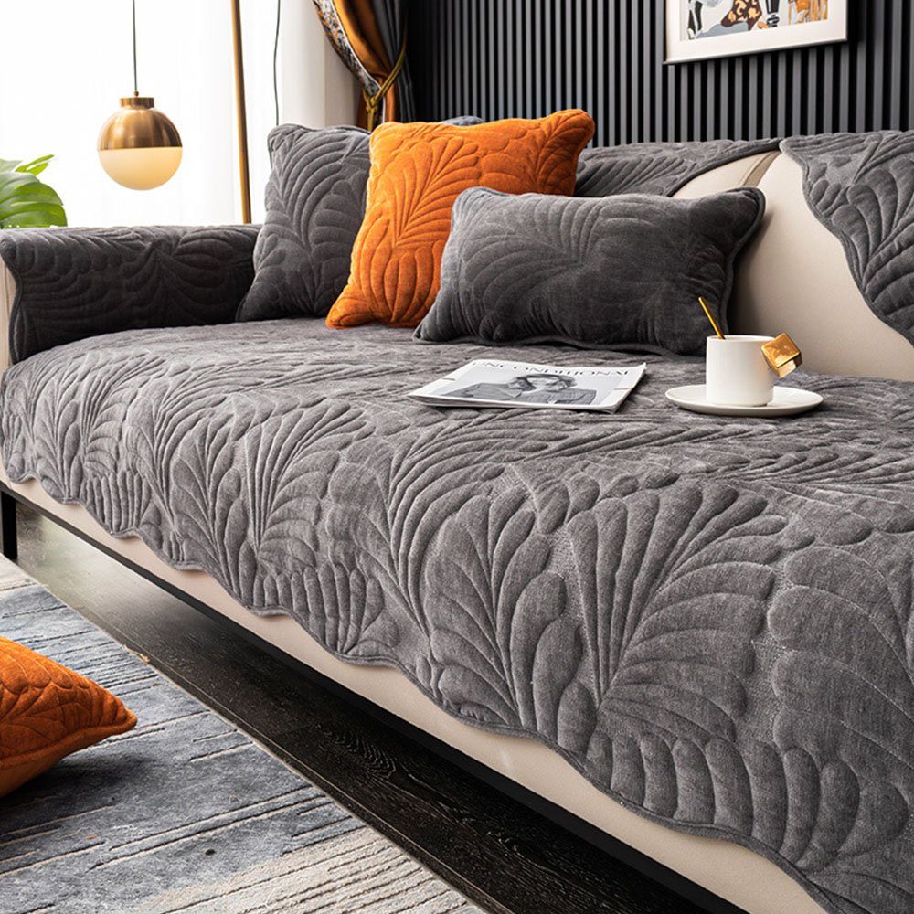 Sofabezug Wohnzimmer Weicher FELIXLEO Sofahusse grau rutschfest für Ultra 90*160,