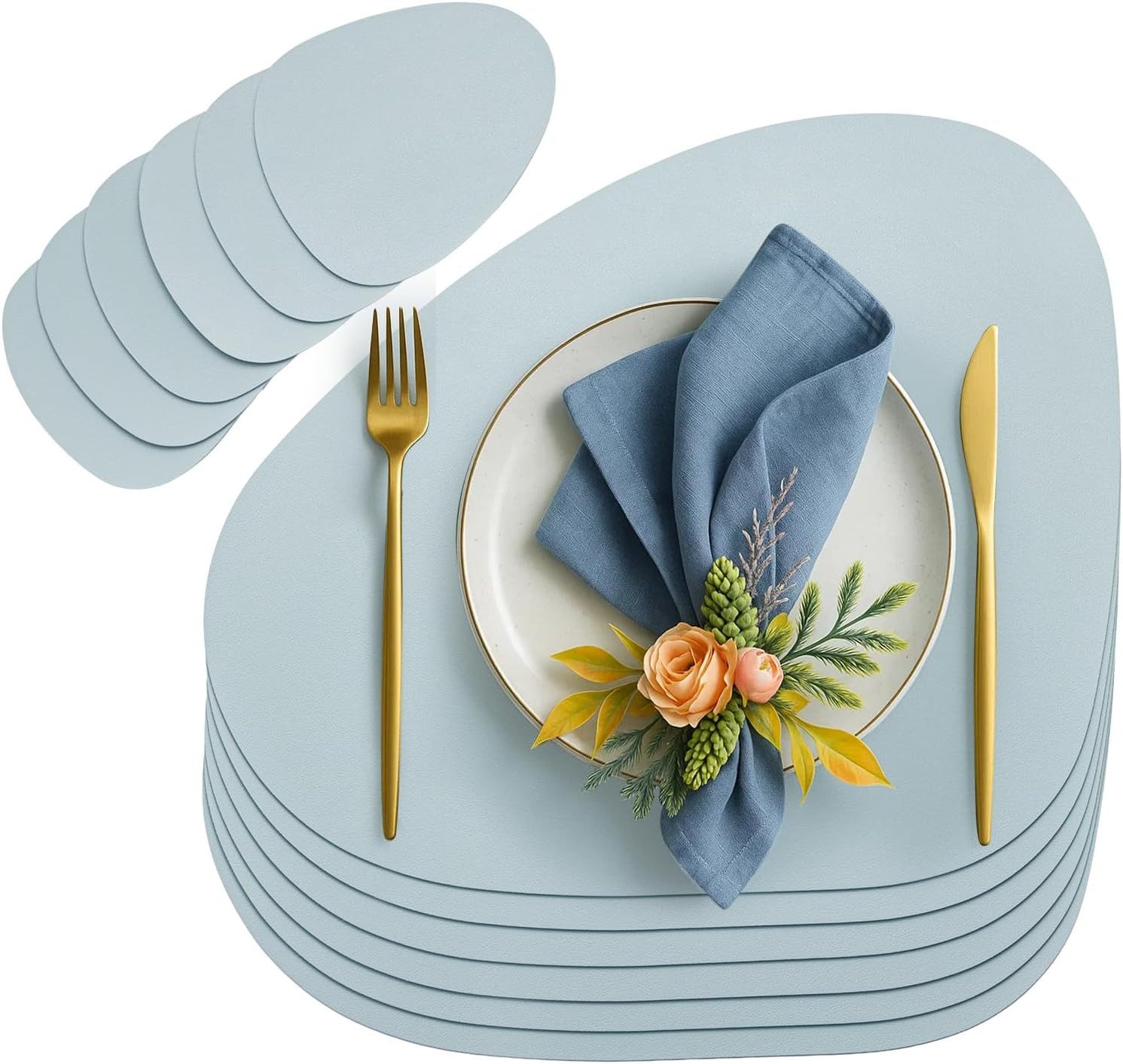 Youyijia Platzset 6er Set Tischset aus Leder-Imitat, Starke rutschfeste