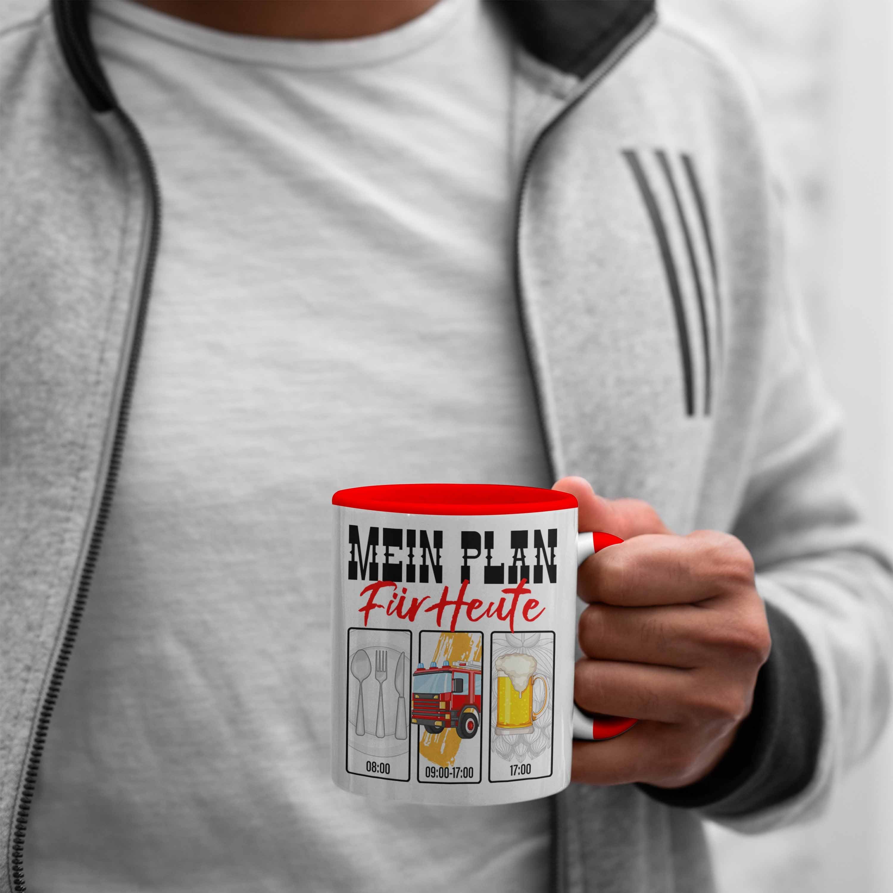 Trendation Tasse Trendation - Feuerwehr Tasse für Feuerwehrmann Geschenk Lustiges Grafi Rot