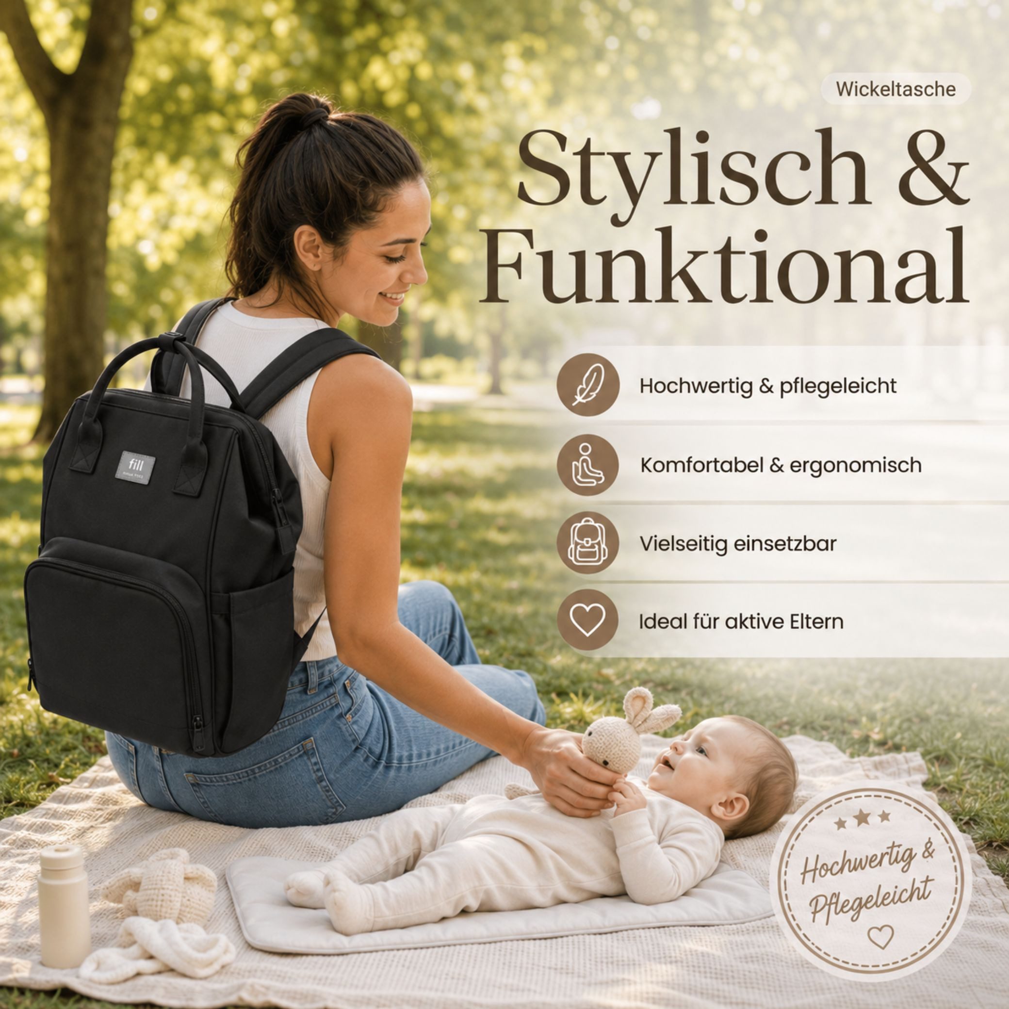Fillikid Wickeltasche Wickelrucksack Barcelona Exklusiv