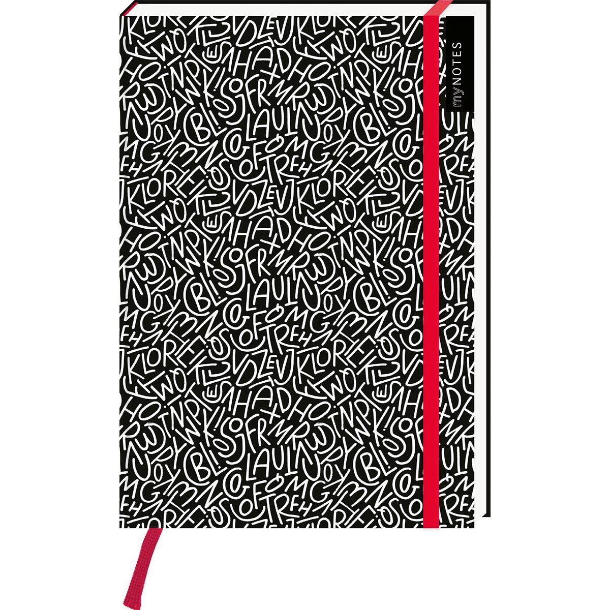Notizbuch myNOTES Notizbuch A5: Black and White Letters: Notebook medium, gep
