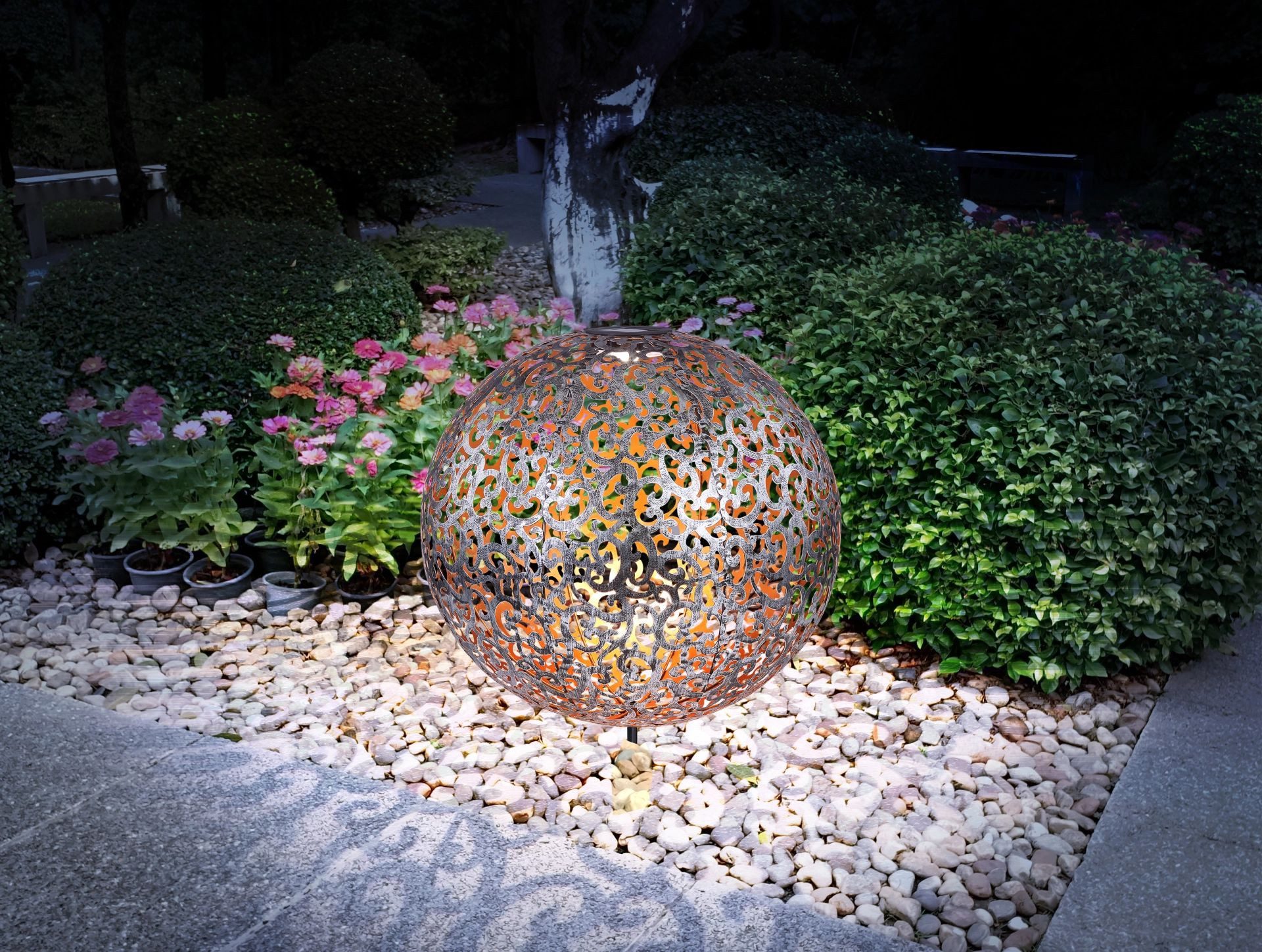 GLOBO LIGHTING LED Solarleuchte SOLAR, LED fest integriert, Warmweiß, Solarlampe für Garten, Toller Lichteffekt, Solarkugel mit Erdspieß
