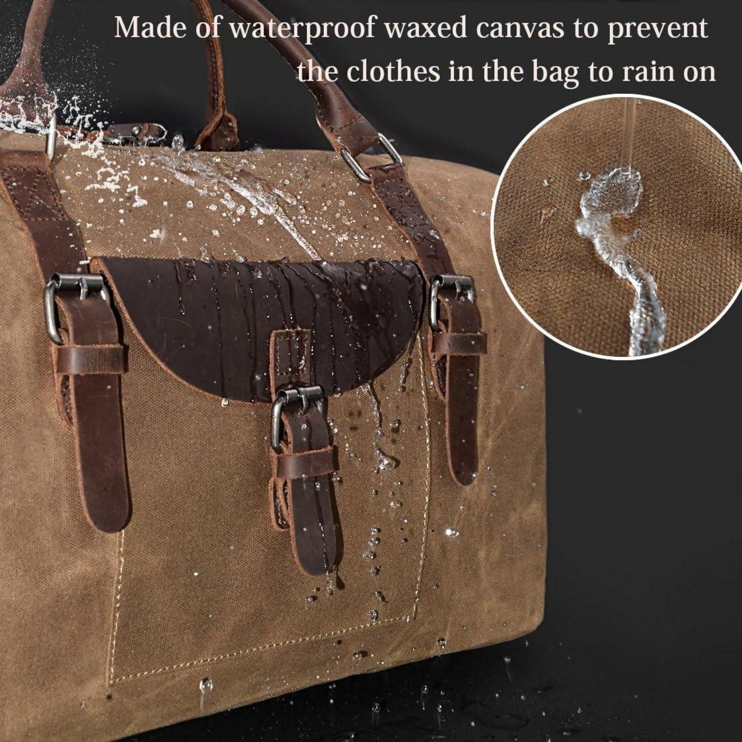 LuxusKollektion Weekender Herren Vintage Leder Canvas Weekender Reisetasche große Kapazität