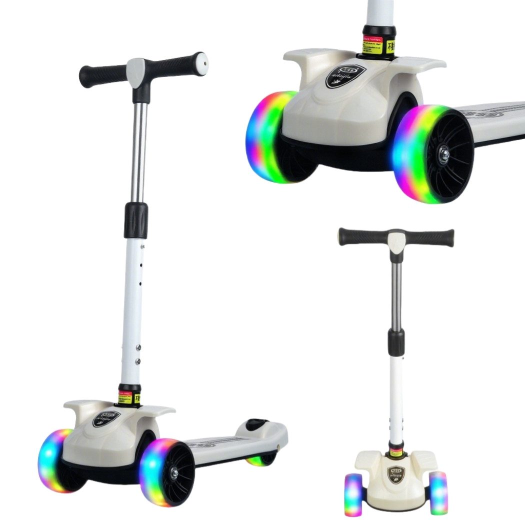 CkeyiN Трехколесный скутер Kinderroller mit LED Городской скутер Geeignet für Kinder ab 3 Jahren, Verstellbare Stütze in 3 Höhen Hohe Sicherheit Geschenke zum Kindertag