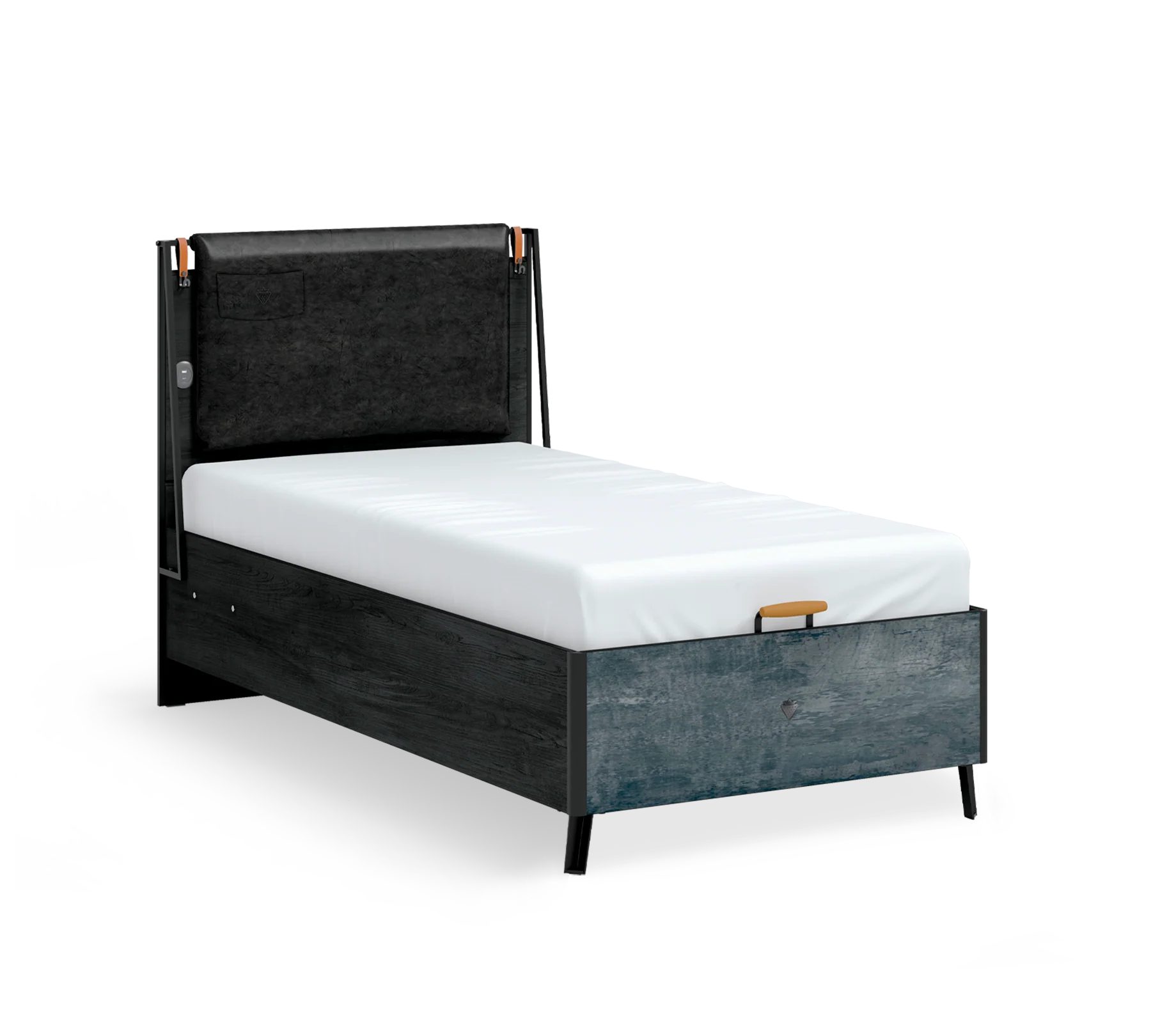 Möbel-Zeit Bett DARK METAL mit Stauraum, 2 Größen