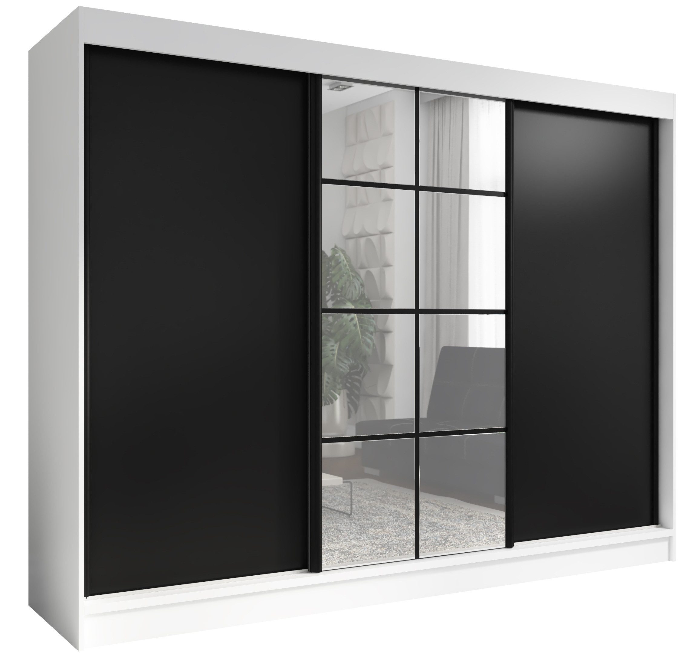 A&J MöbelLand GmbH Schiebetürenschrank ORAVELLE 3-türiger Kleiderschrank mit Spiegel, 4 Schubladen (TOP ANGEBOT! Geräumiger Schrank mit einer Breite von 200 cm und Spiegel, ideal zur Aufbewahrung von Kleidung und Accessoires. 4 Schubladen gratis und viel Stauraum. TOP PRODUKT! Wählen Sie das ideale Modell für Ihr Schlafzimmer!, Gratis 4 Schubladen – Katalogpreis der Schubladen 219 Euro) Breite: 200 cm, Höhe: 215 cm, Tiefe: 59,5 cm