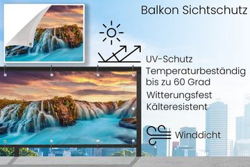 MuchoWow Balkonsichtschutz Wasserfall - Landschaft - Wolken - Natur (1-St) Balkonbanner, Sichtschutz für den Balkon, Robustes und wetterfest