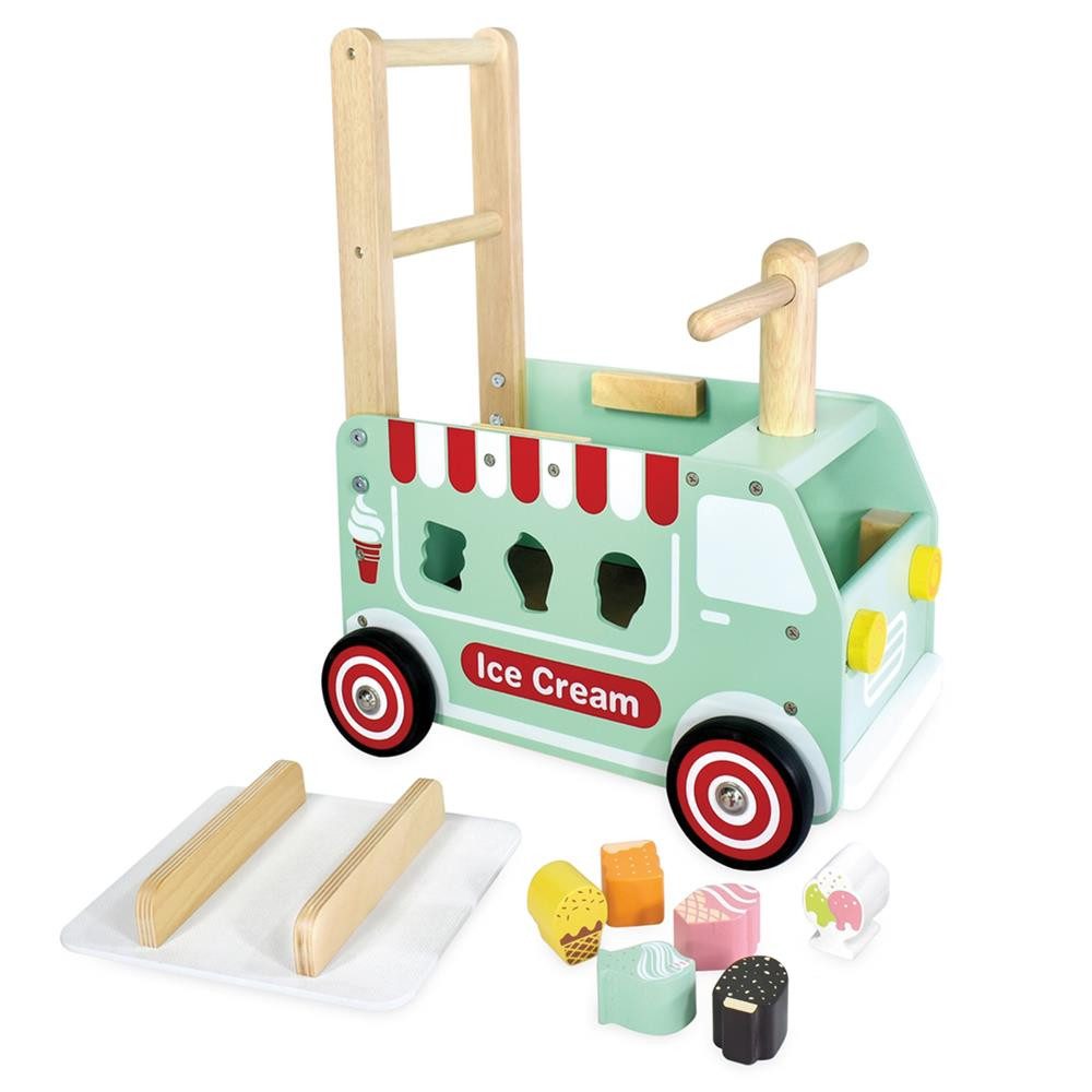 Bartl Spiel Lauflernwagen Eiswagen, aus Holz Schiebewagen Lauflernhilfe Rutschauto Rutscher