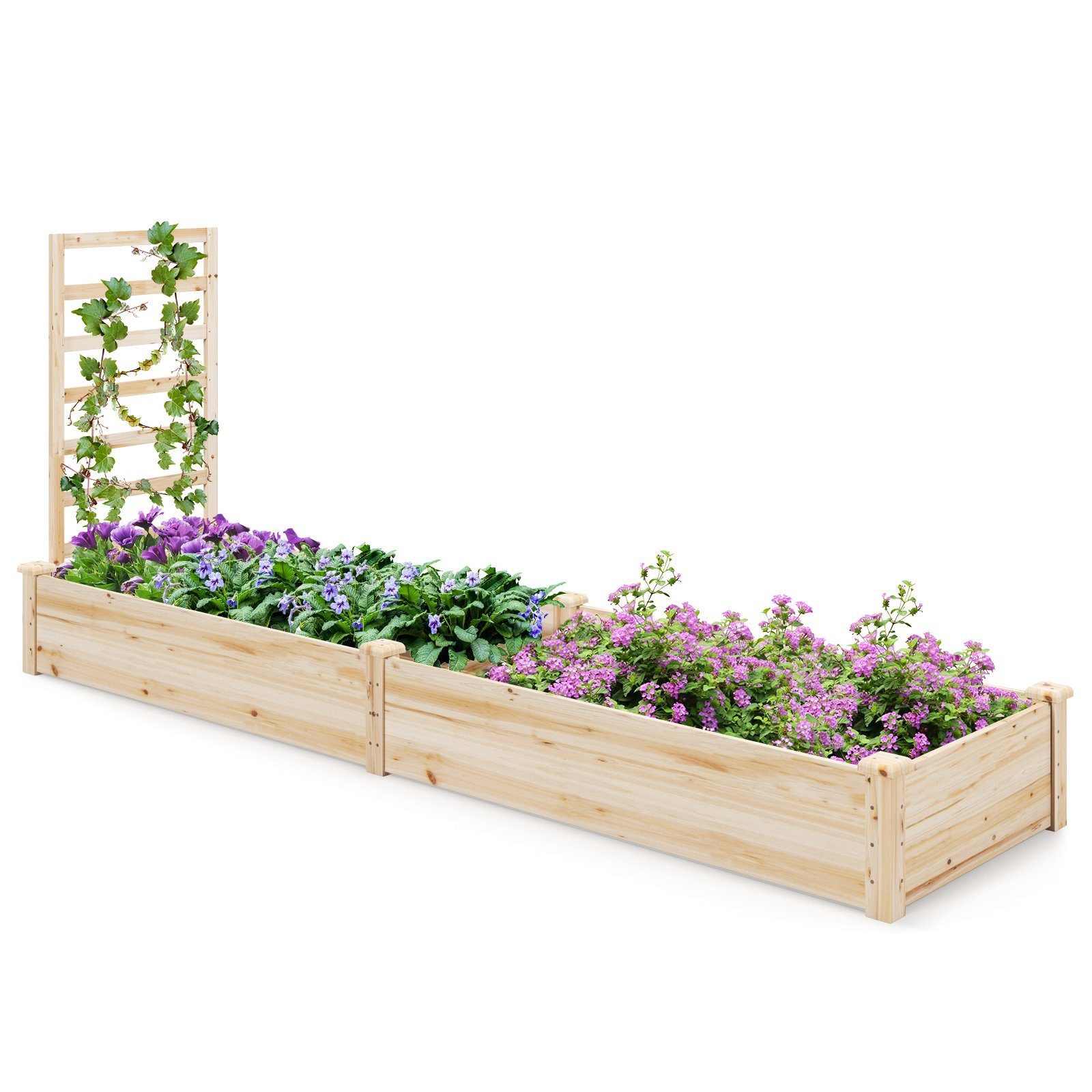 COSTWAY Hochbeet (1 St), mit Rankgitter, Blumenkasten aus Tannenholz, 235x6 günstig online kaufen