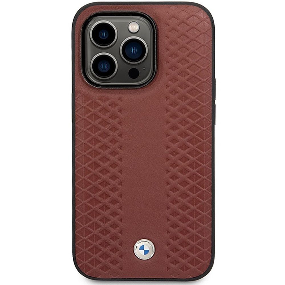 BMW Handyhülle Schutzhülle Handycover Rautenprägung 6,7 Zoll, Rautenprägung, Metall-Logo, Kameraschutz