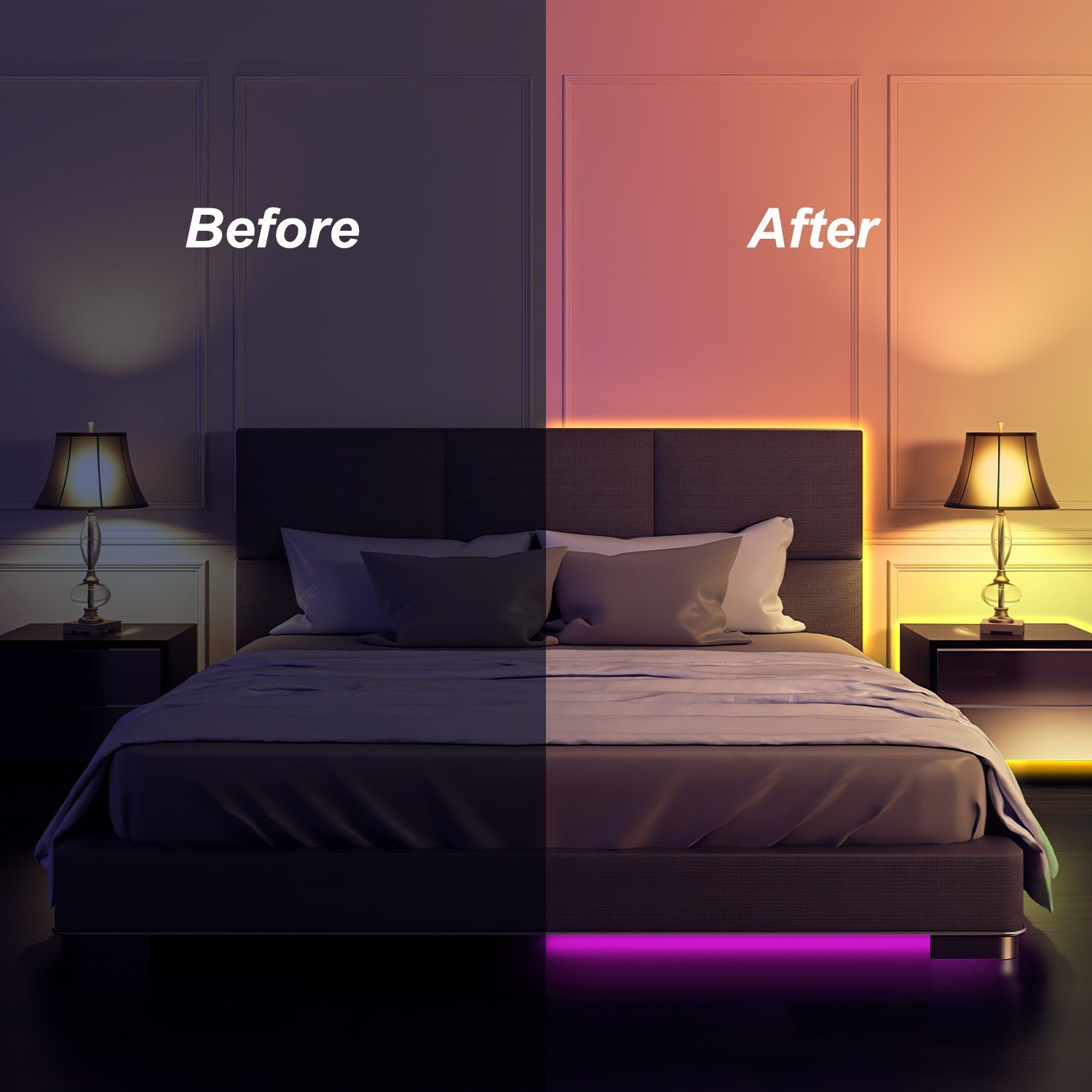 Lospitch LED-Streifen 1M LED LichtBand 30-flammig Streifen Lichterkette RGB, Leiste Strip LED Stripe