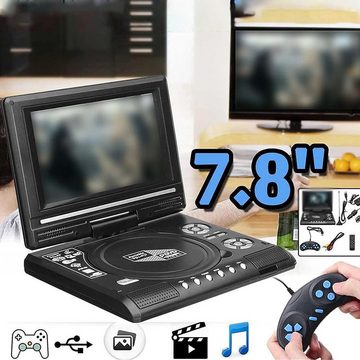 AKKEE Tragbarer DVD Player 270 Grad Drehung DVD-Player (Mit 7,8 Zoll großes klares LCD-Display, Unterstützte Funktionen,Spielfunktion, FM-Funktion)