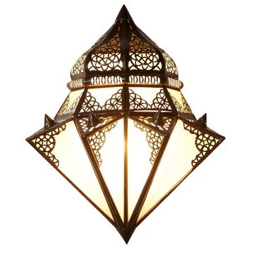 Casa Moro Wandleuchte Marokkanische Wandleuchte Ruhi H 42 x B 32 cm aus Metall & Milchglas, ohne Leuchtmittel, Schöne Dekoration für Ihre Wand, Kunsthandwerk aus Marrakesch, L1428