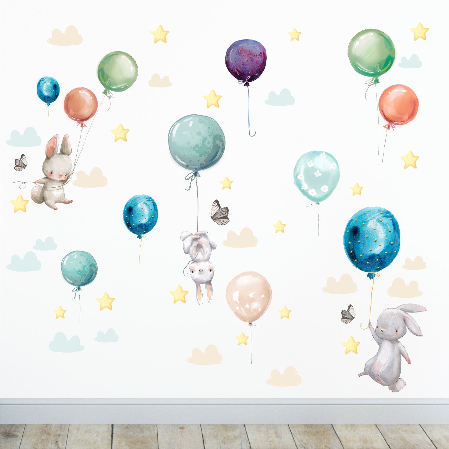 Sunnywall Wandtattoo Ballon Hasen Wandsticker Wandtattoo günstig online kaufen