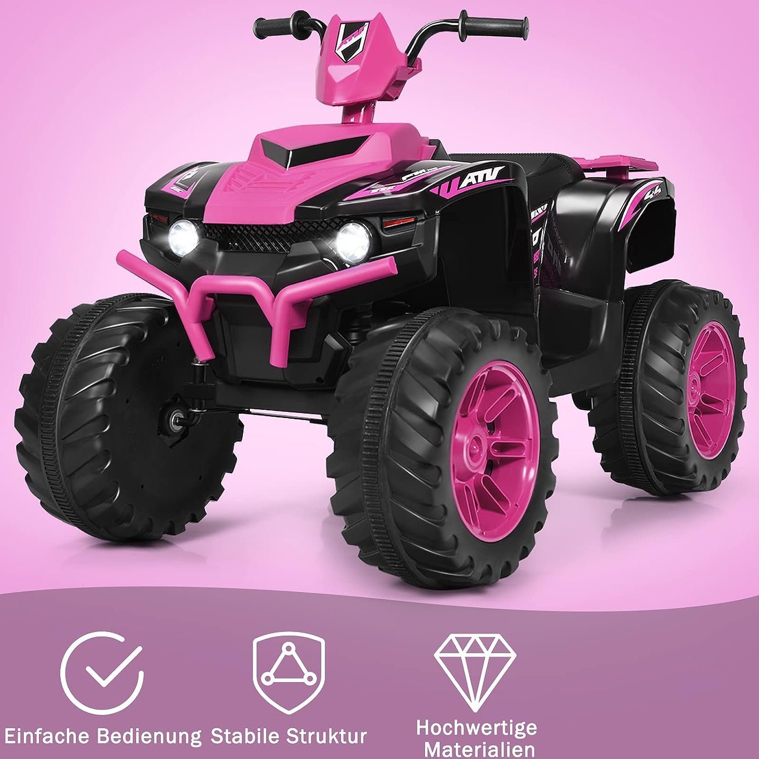 KOMFOTTEU Elektro-Kinderquad Quad Motorrad, mit LED Musik Hupe USB Bluetooth Radio – Bild 2 von 5