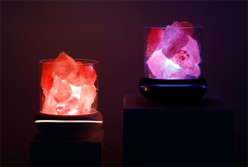Rock USB Natürliche Salzkristall-Tischlampe Salzlampe, Oneid Lampe Salzkristall Schwarz