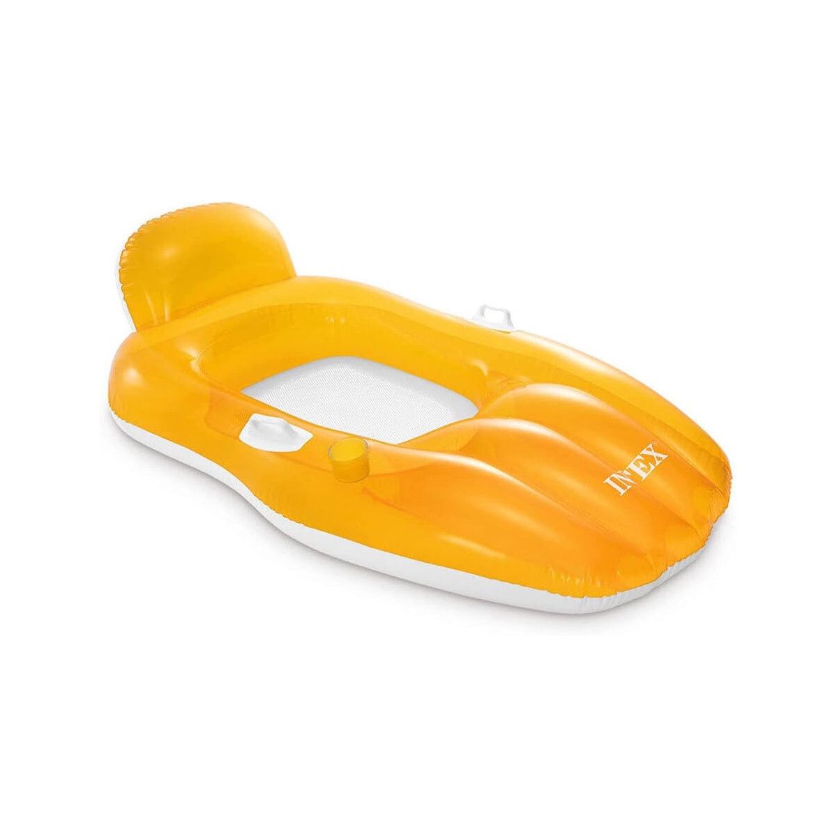 Intex Luftmatratze Lounge Chill N' Float (163x104cm), mit integrierter Rückenlehne & Getränkehalter